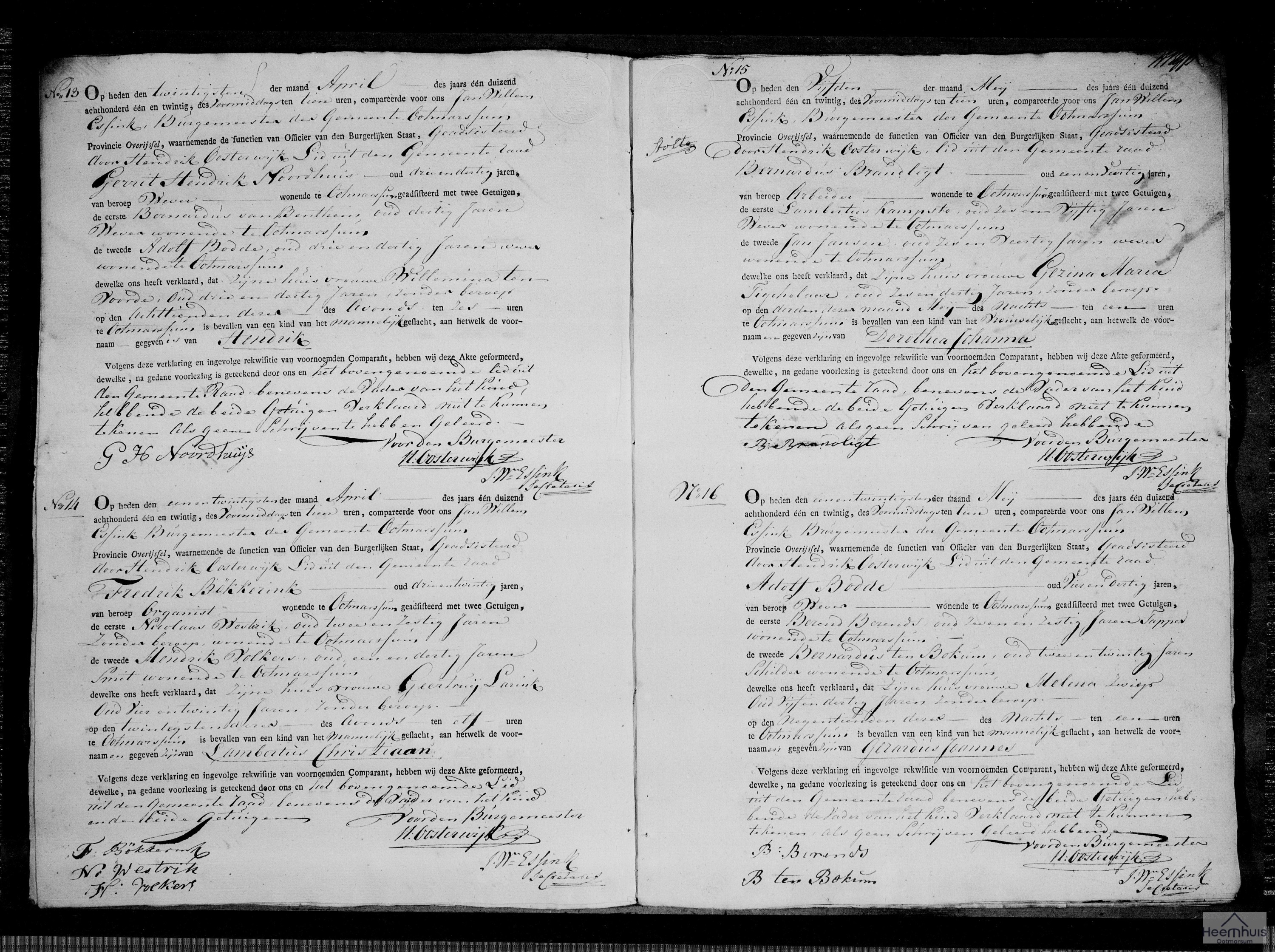 Geboorteakte van Hendrik Noordhuis