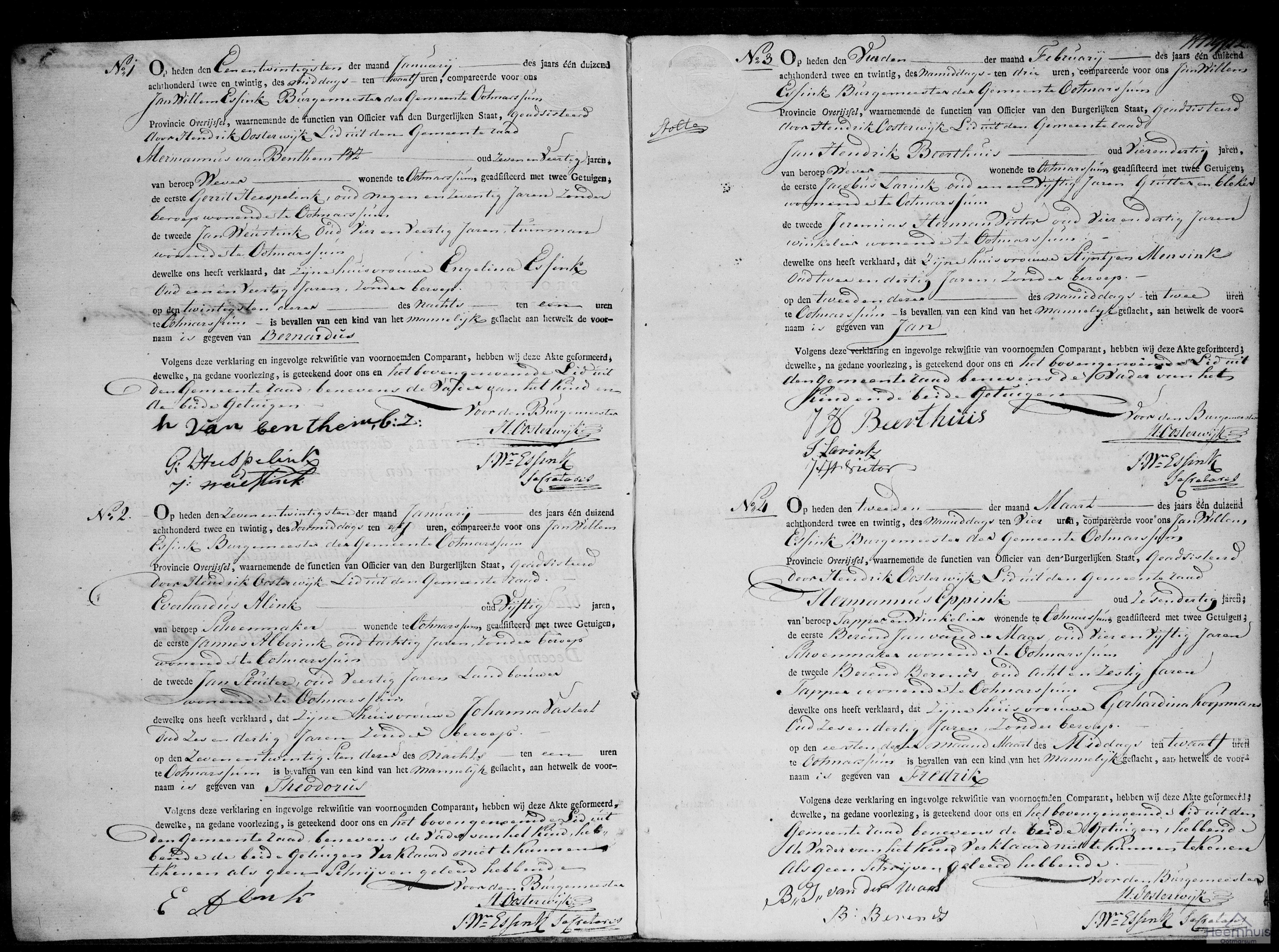 Geboorteakte van Bernardus van Benthem