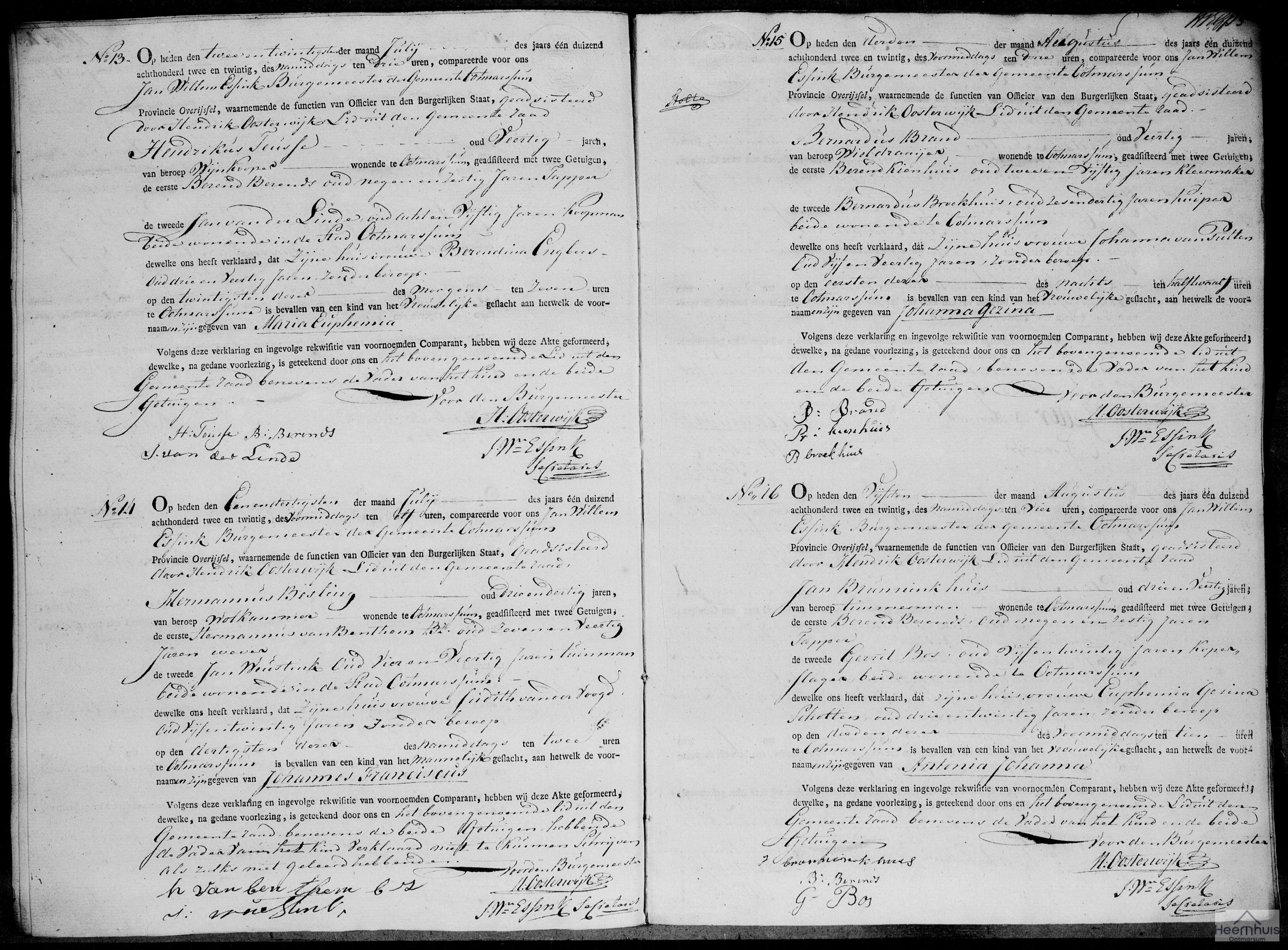 Geboorteakte van Maria Euphemia Teusse