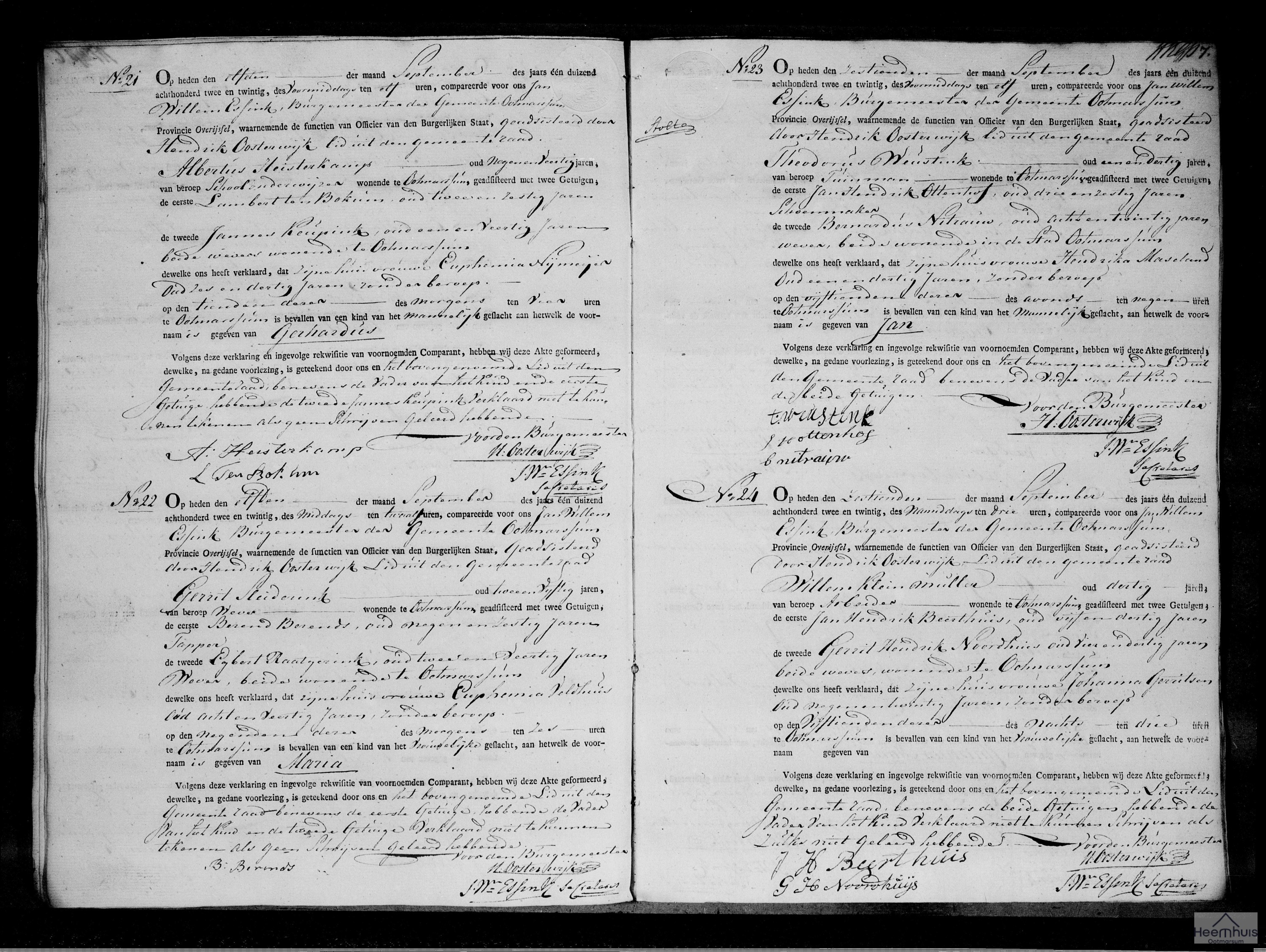 Geboorteakte van Gerhardus Heisterkamp