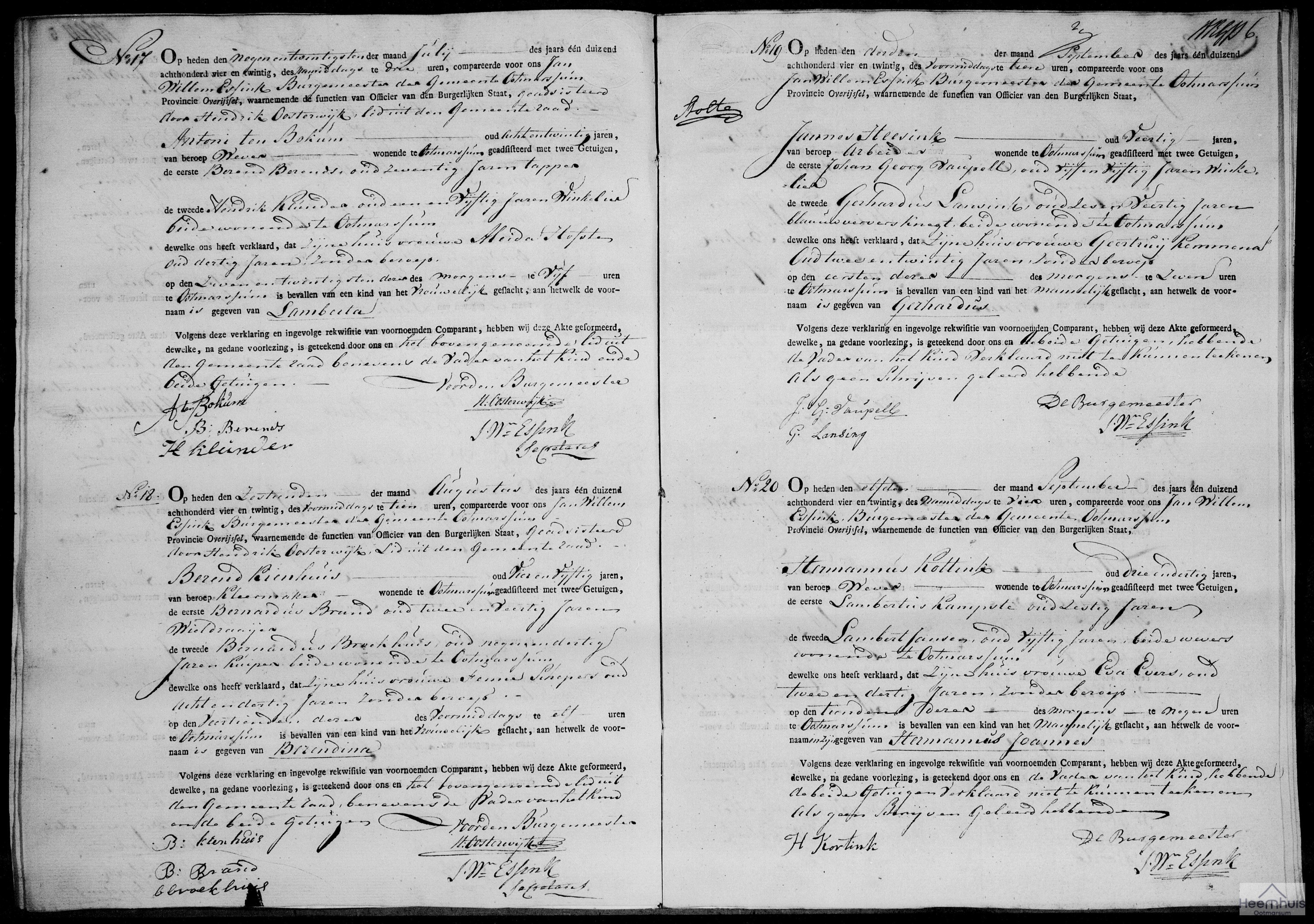 Geboorteakte van Gerhardus Heesink