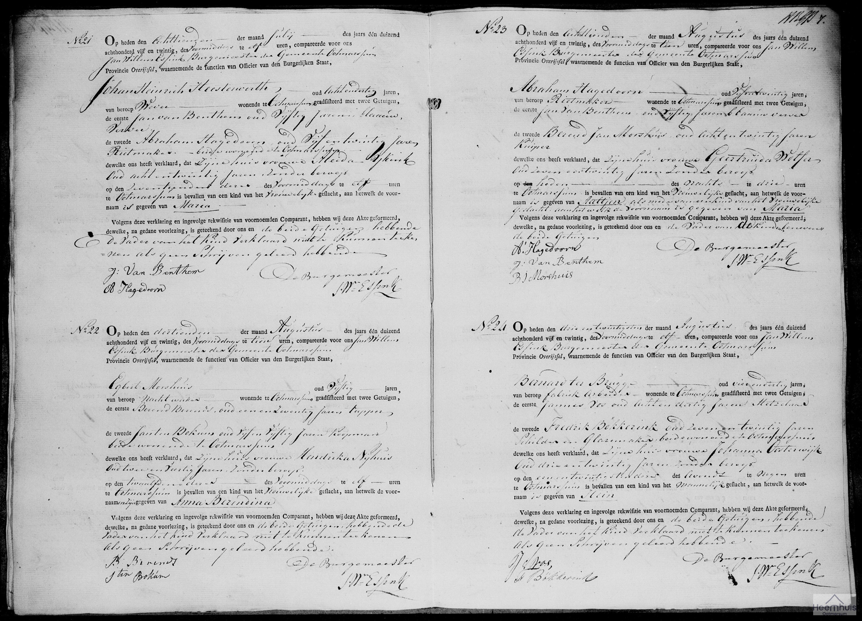 Geboorteakte van Hein ter Brugge