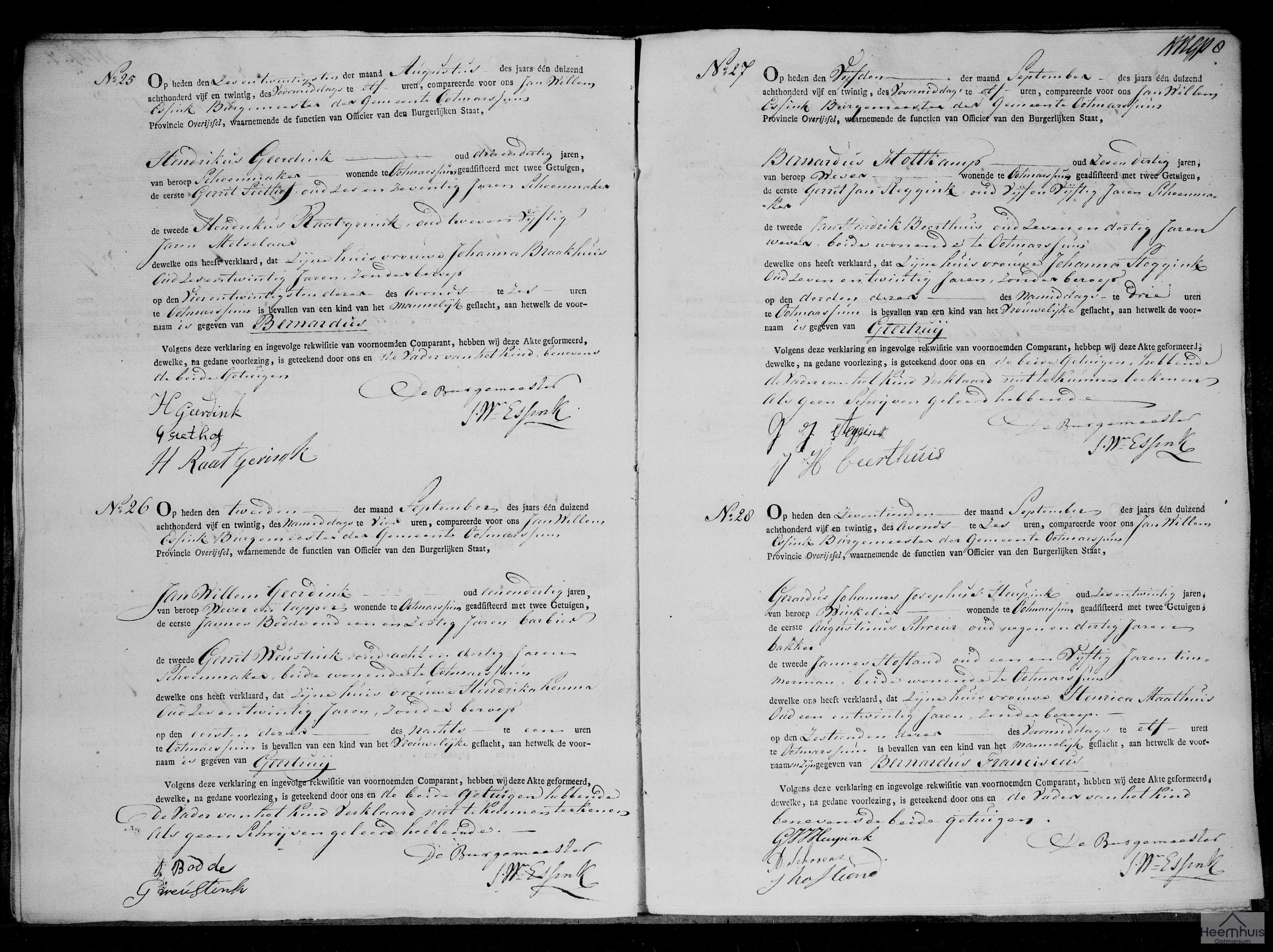 Geboorteakte van Bernardus Geerdink