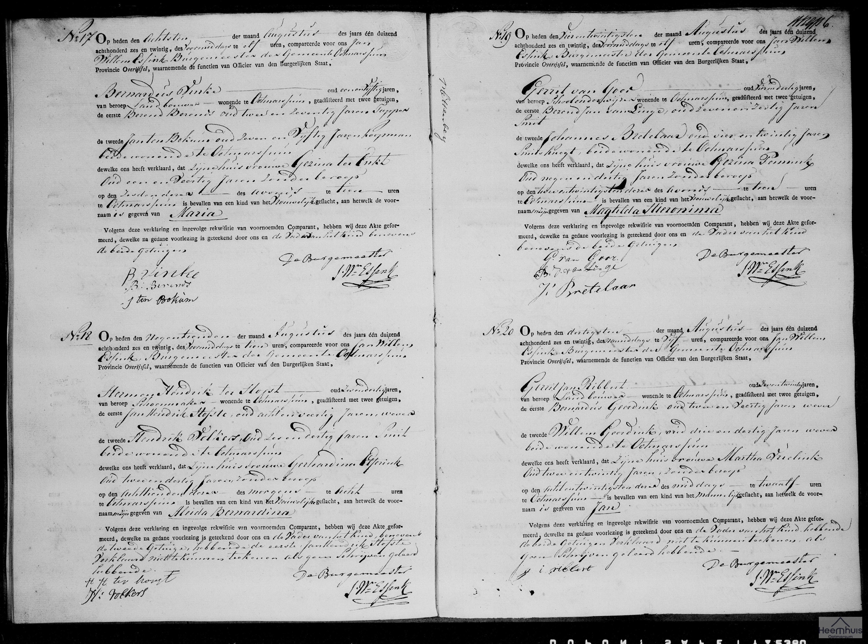 Geboorteakte van Maria Vinke