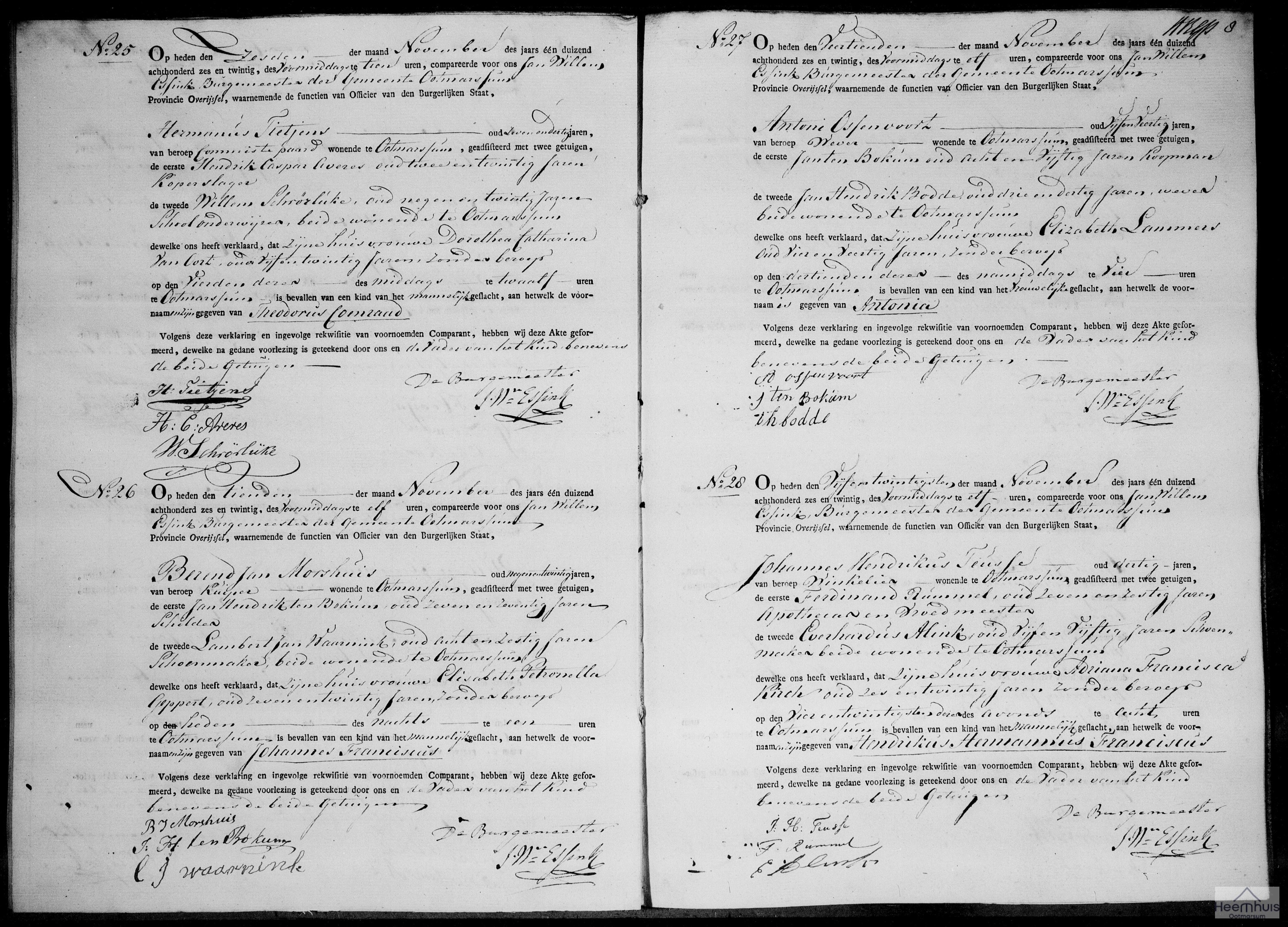Geboorteakte van Theodorus Coenraad Tietjens