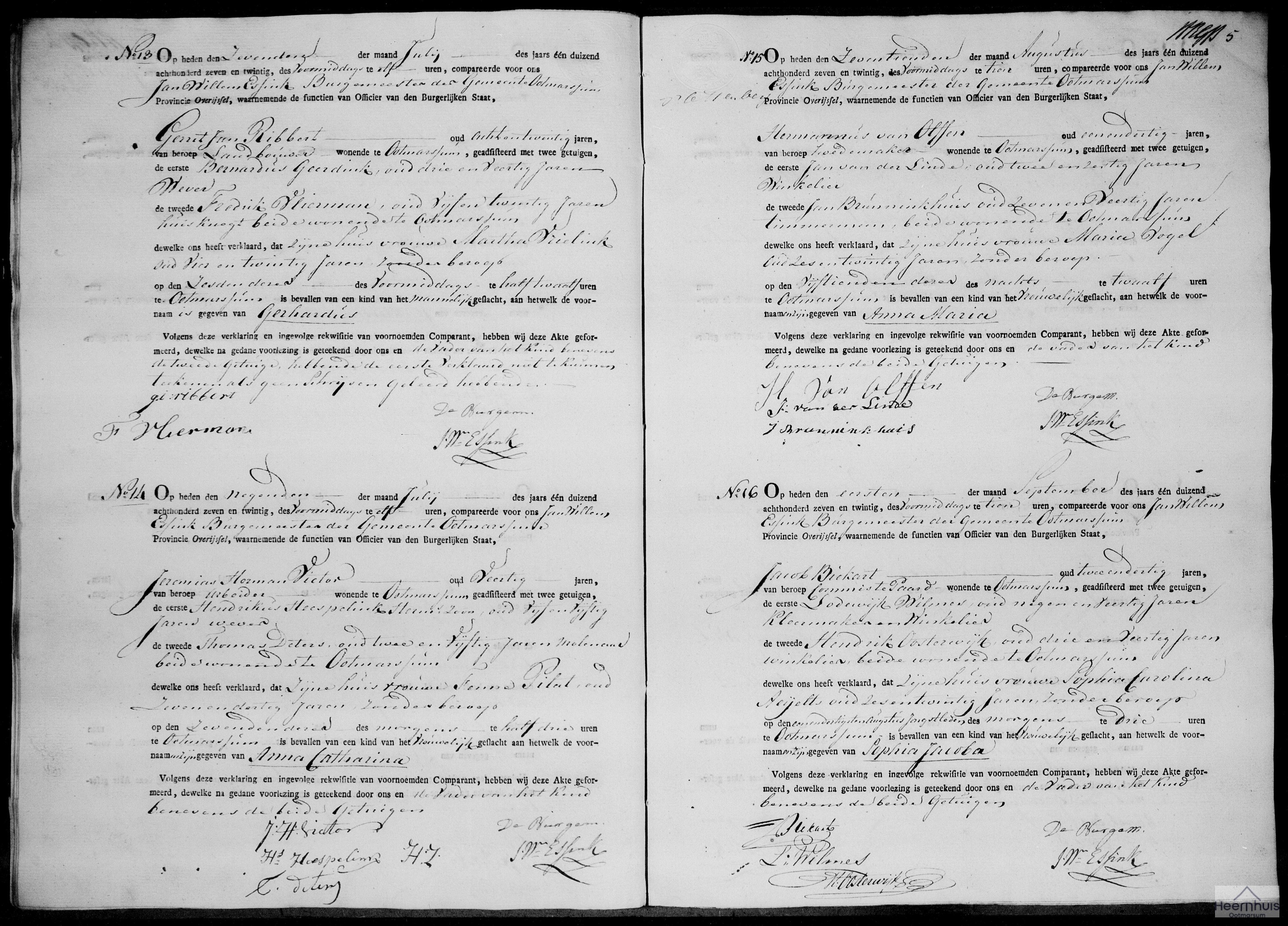 Geboorteakte van Gerhardus Ribbert