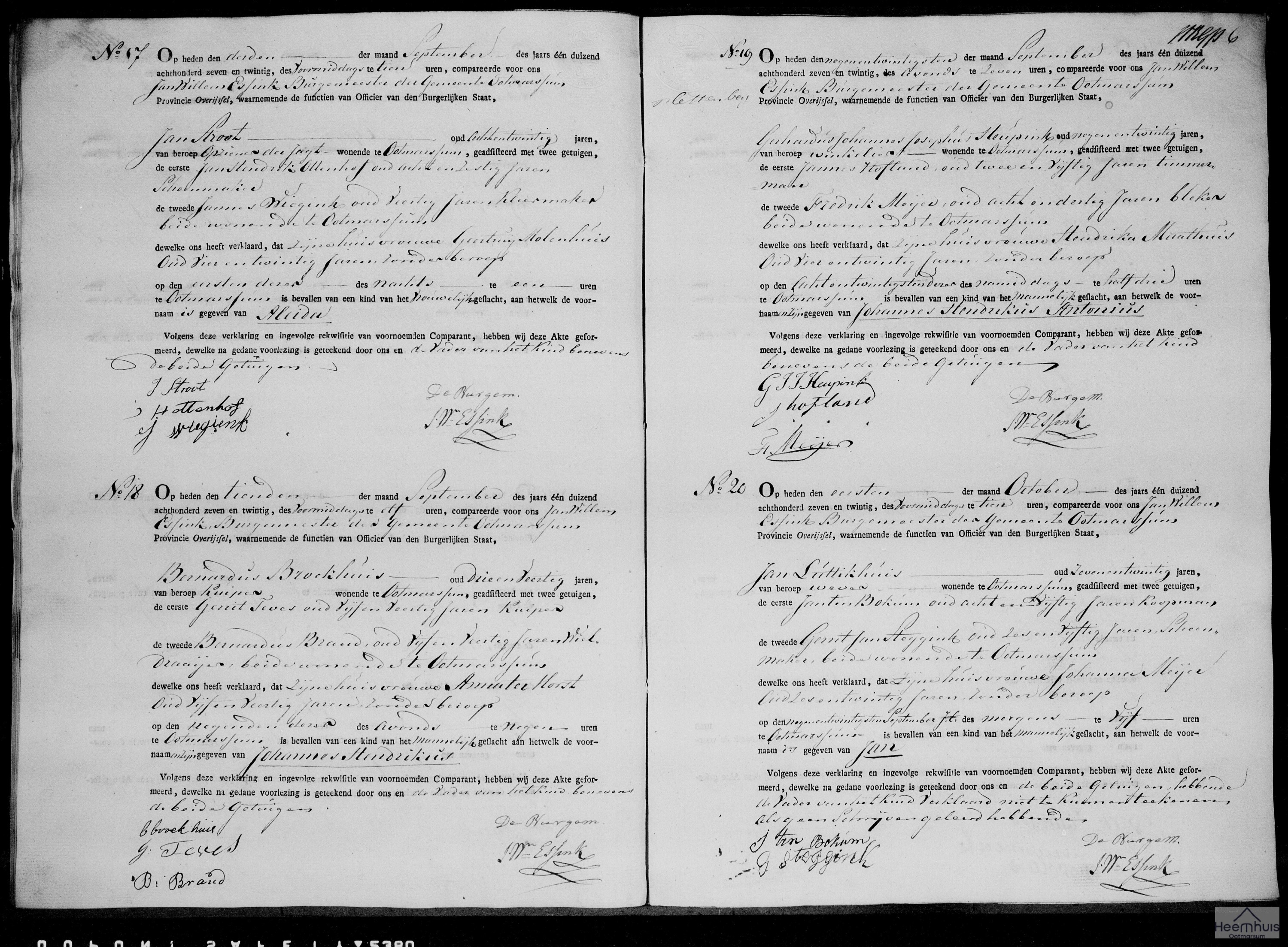 Geboorteakte van Johannes Hendrikus Antonius Heupink