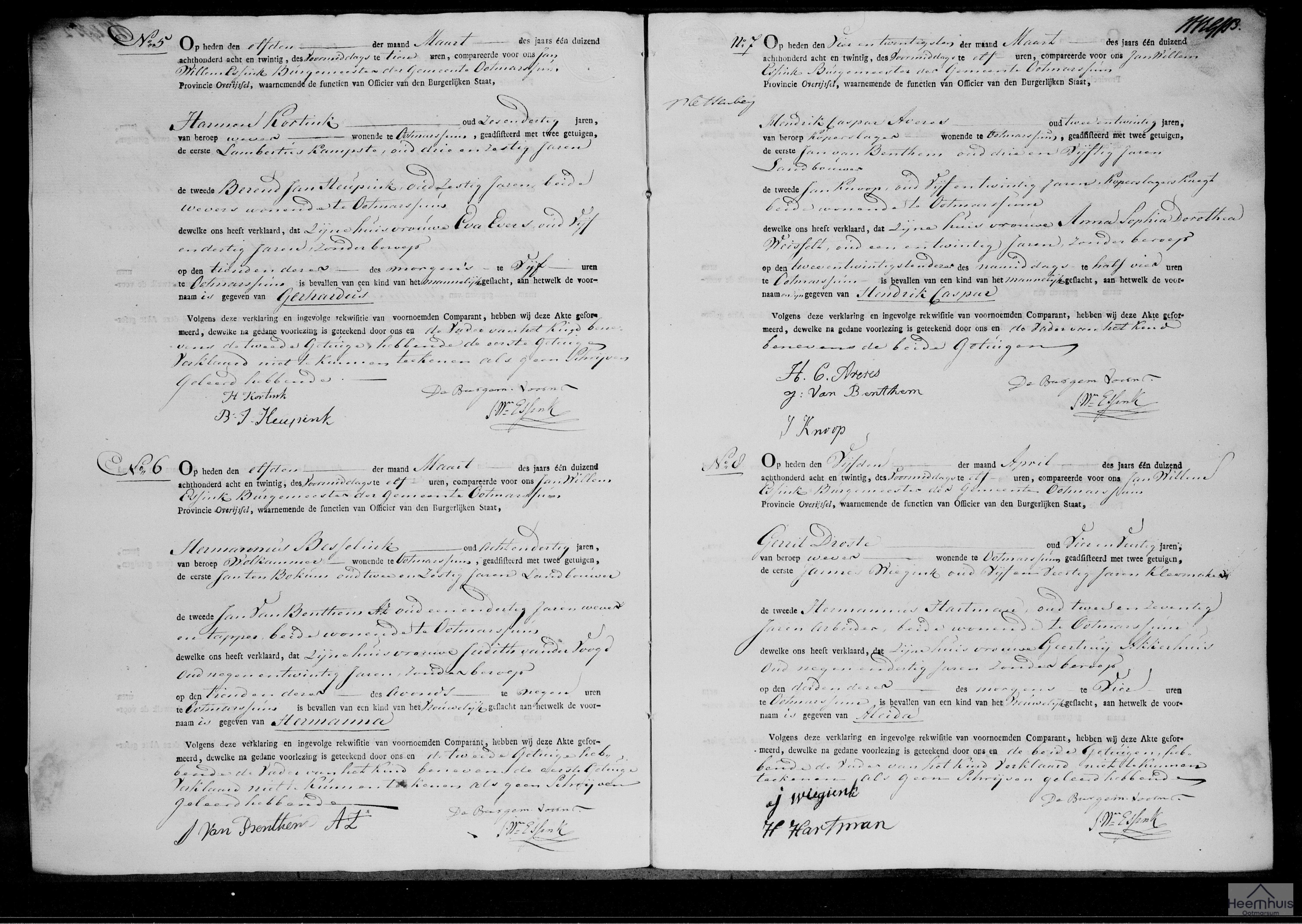 Geboorteakte van Gerhardus Kortink
