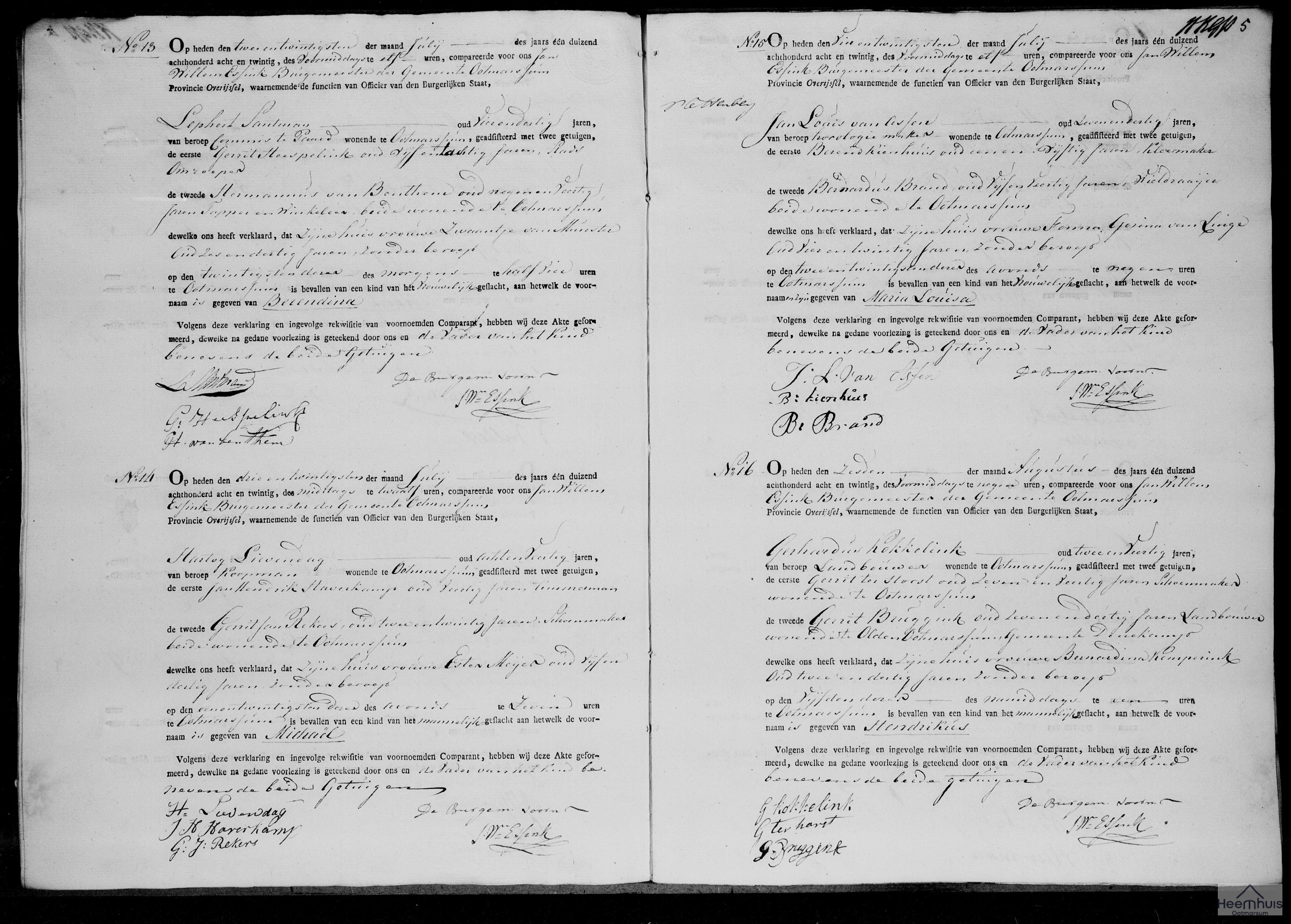 Geboorteakte van Maria Louisa van Assen