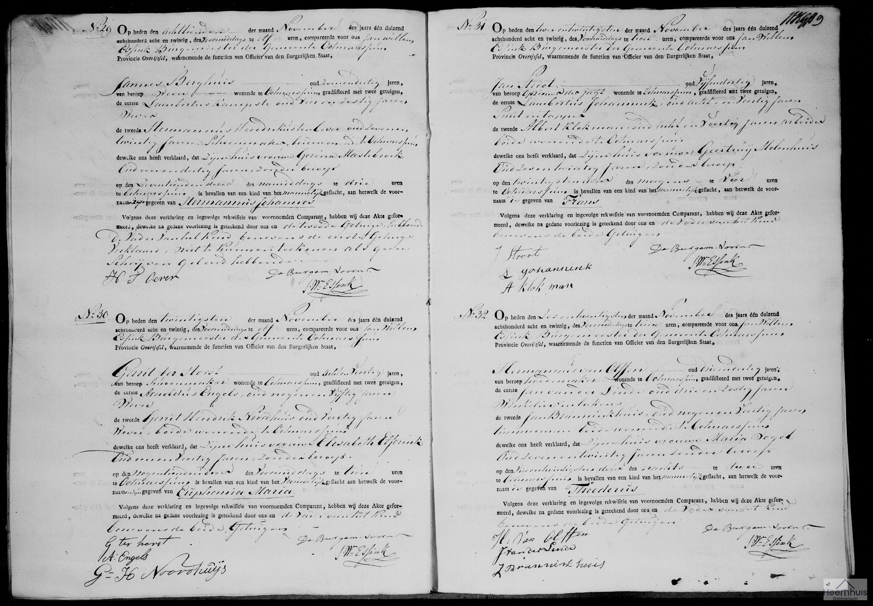 Geboorteakte van Hermannus Johannes Berghuis