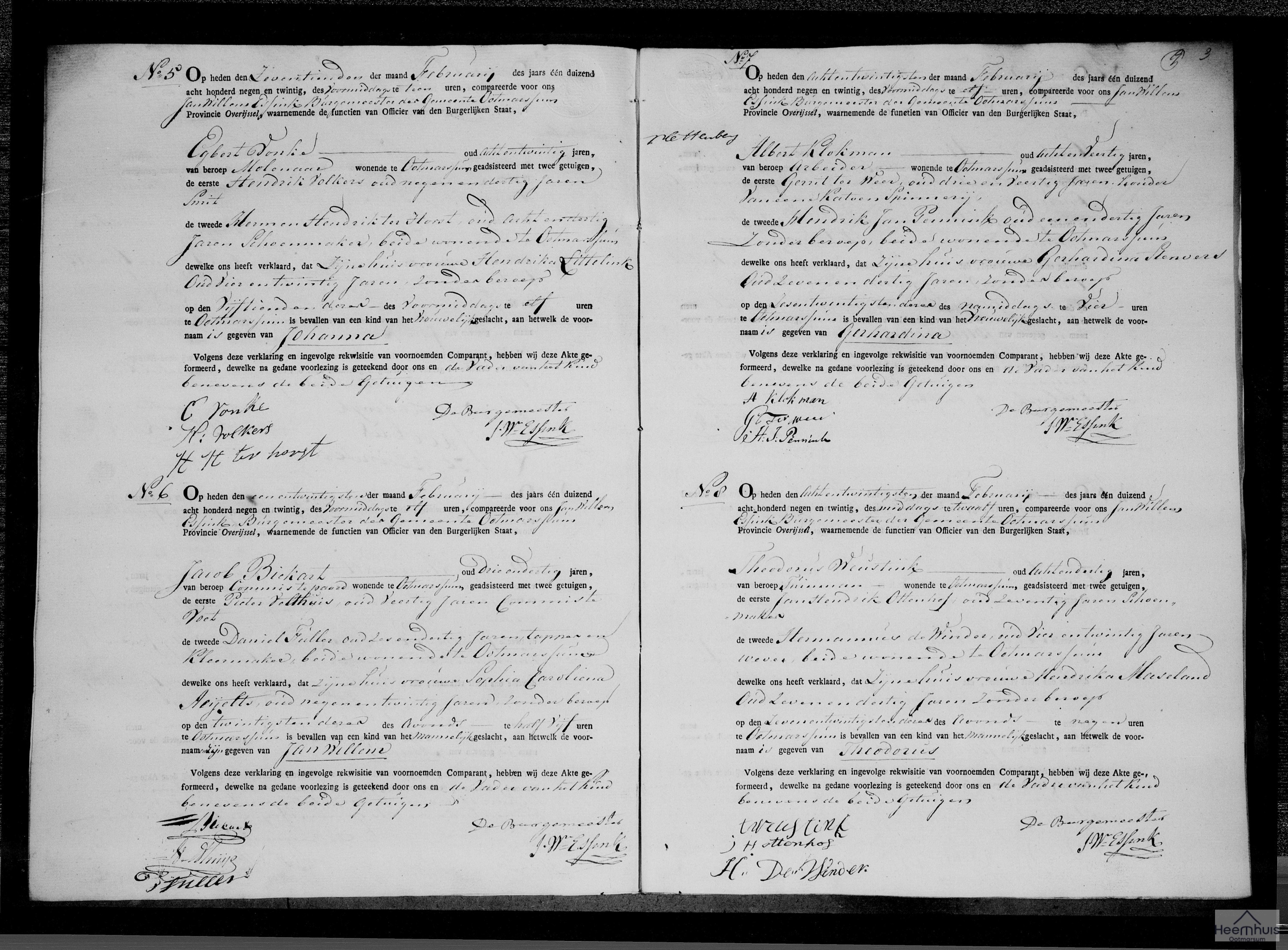 Geboorteakte van Jan Willem Bickart Geboorteakte van Jan Willem Bickart