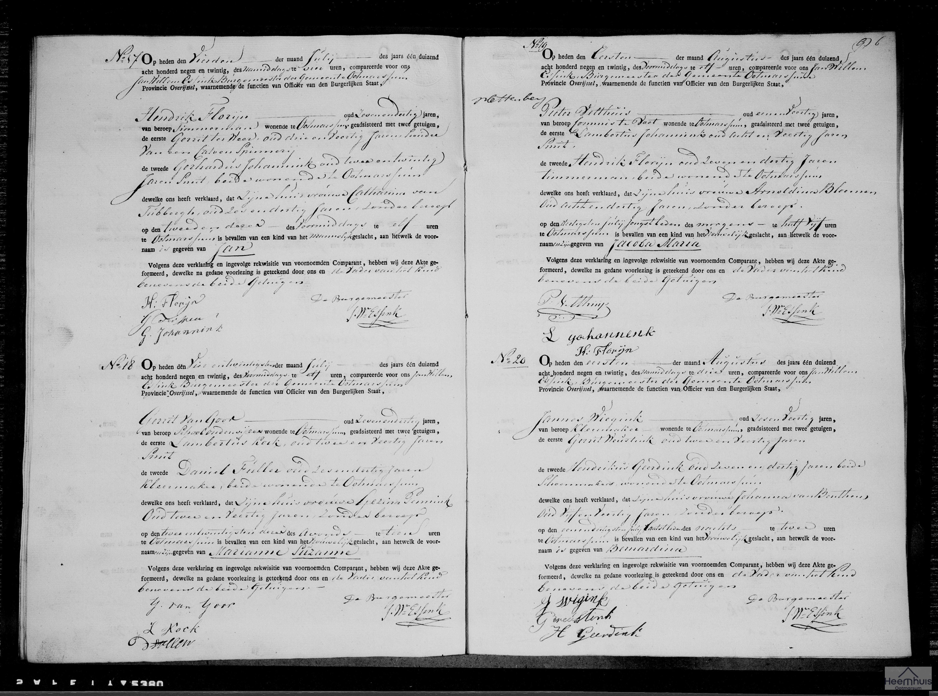 Geboorteakte van Jan Florijn Geboorteakte van Jan Florijn