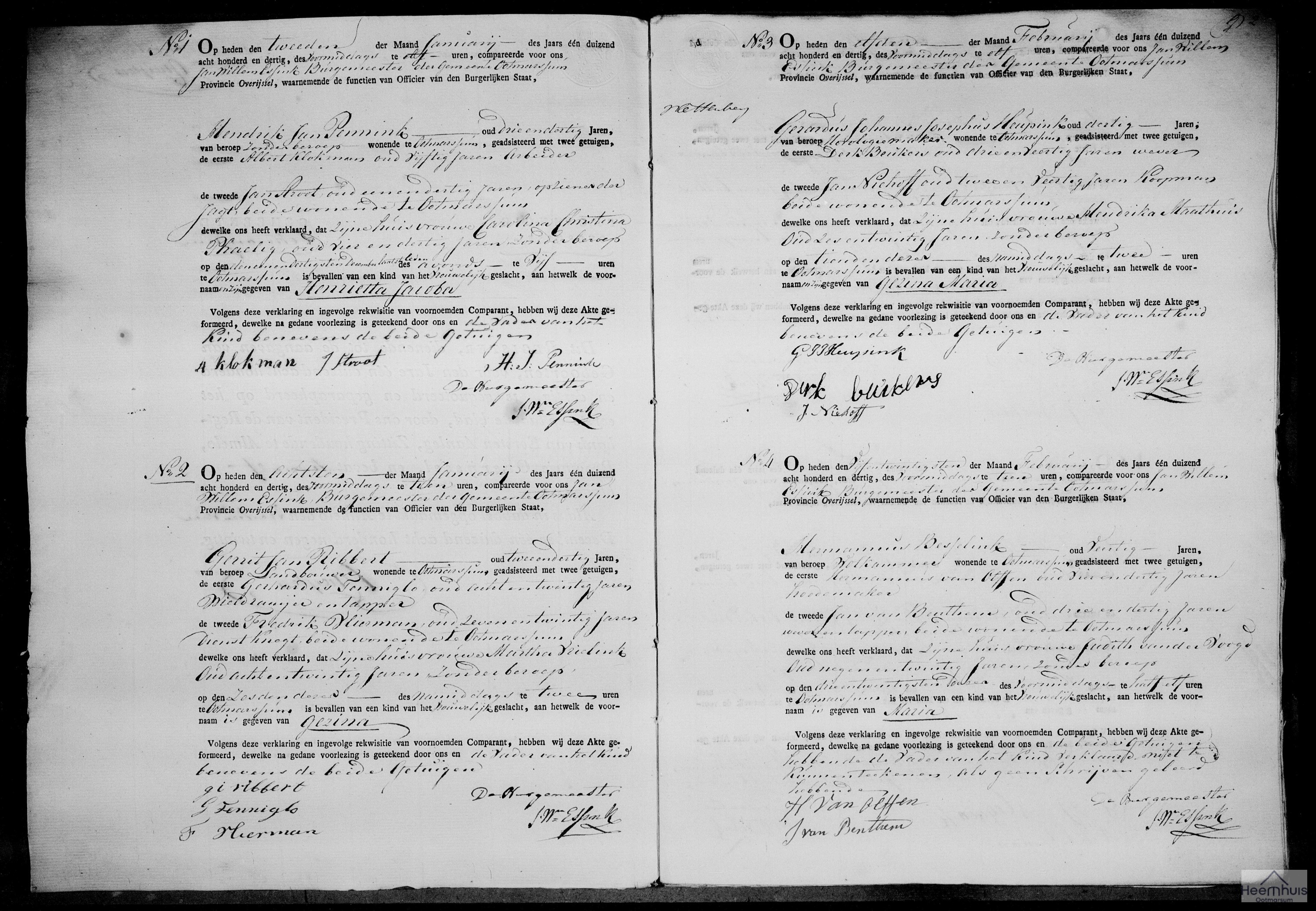 Geboorteakte van Henrietta Jacoba Pennink