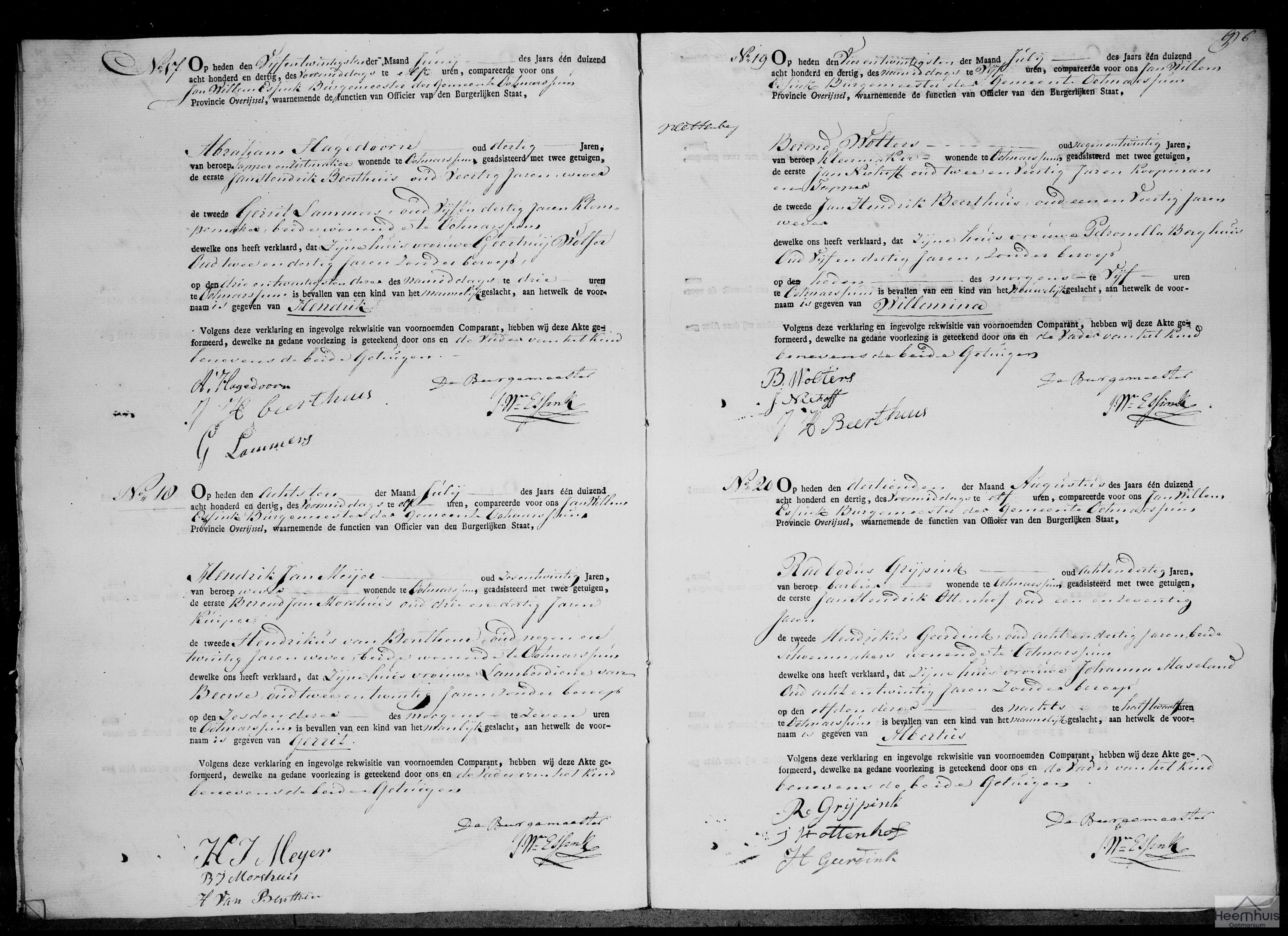 Geboorteakte van Hendrik Hagedoorn