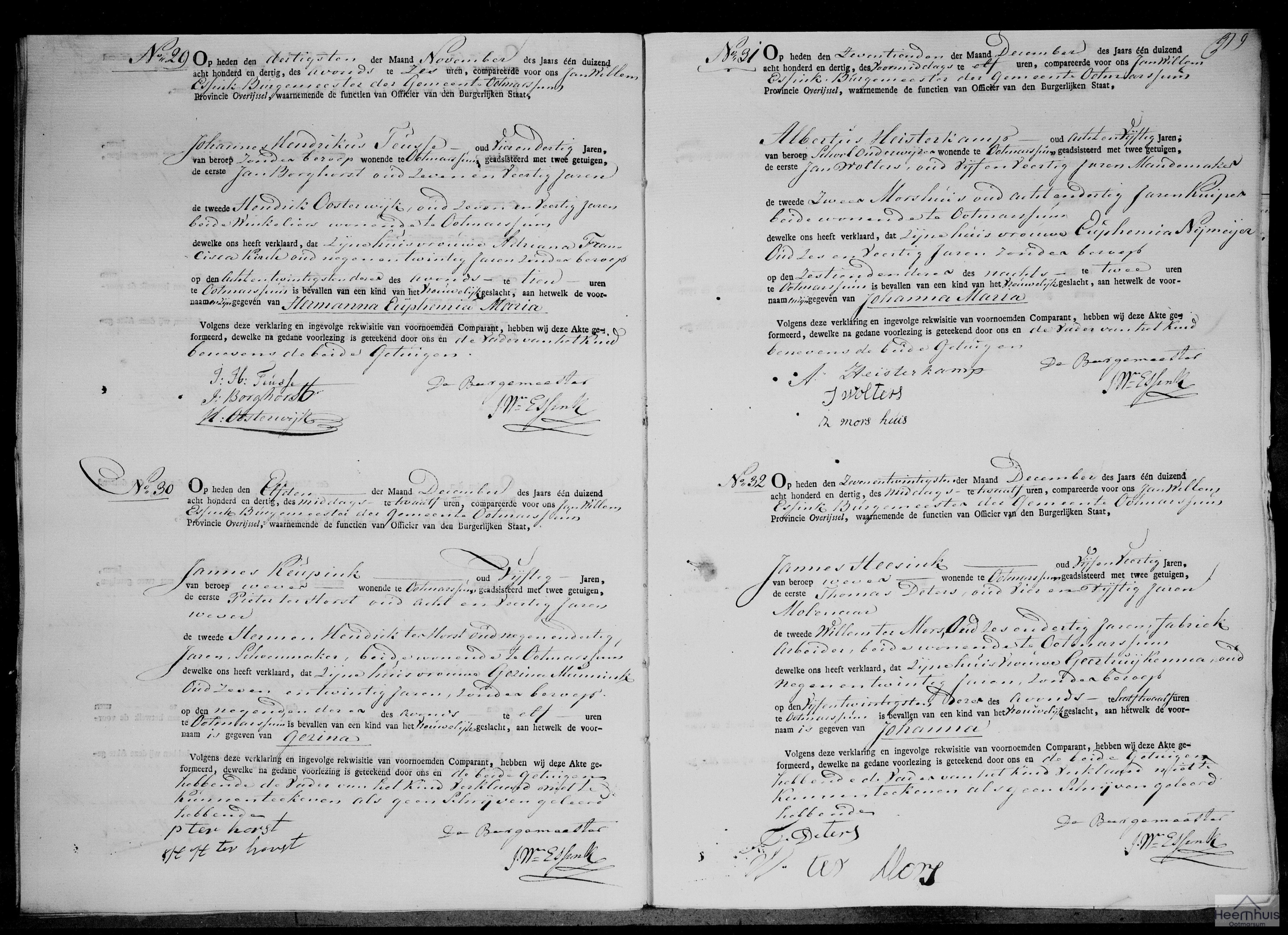 Geboorteakte van Hermanna Euphemia Maria Teusse