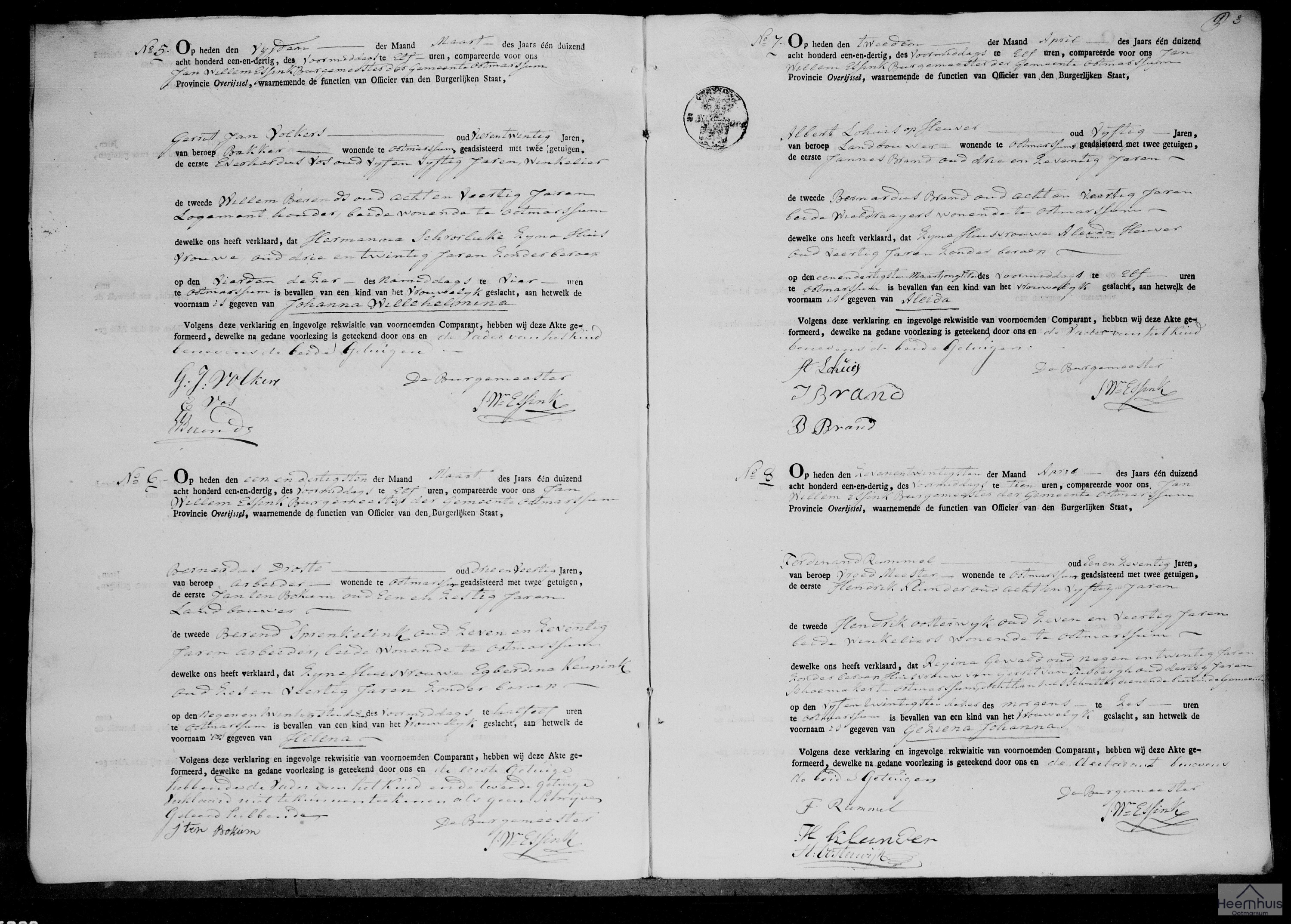 Geboorteakte van Johanna Willehelmina Volkers