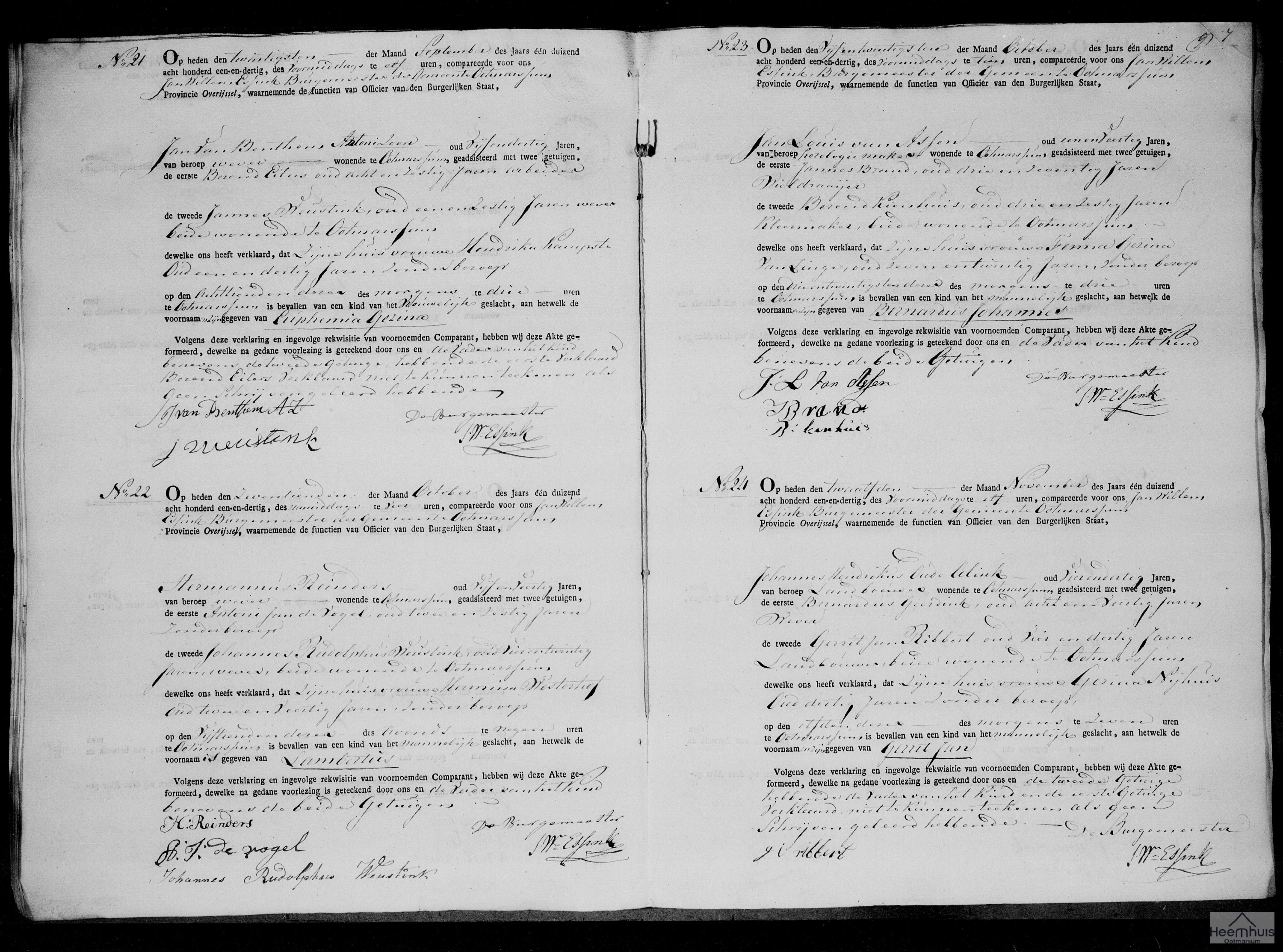 Geboorteakte van Lambertus Reinders Geboorteakte van Lambertus Reinders