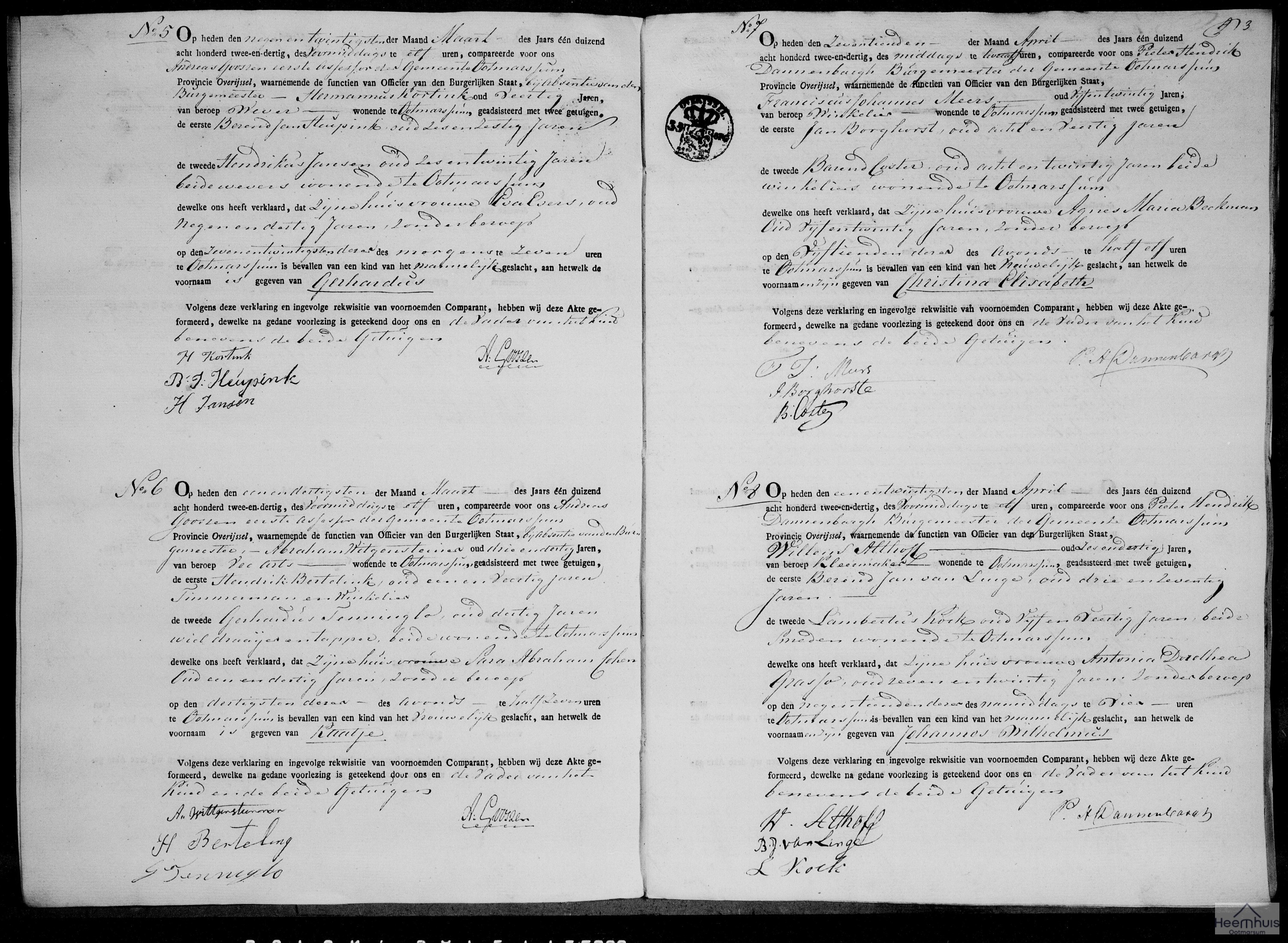 Geboorteakte van Gerhardus Kortink