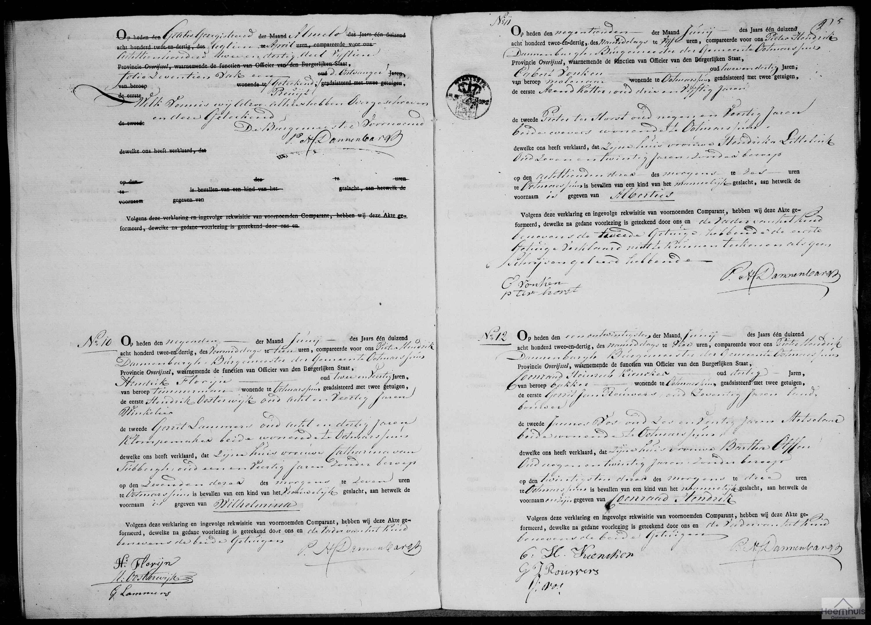 Geboorteakte van Wilhelmina Florijn