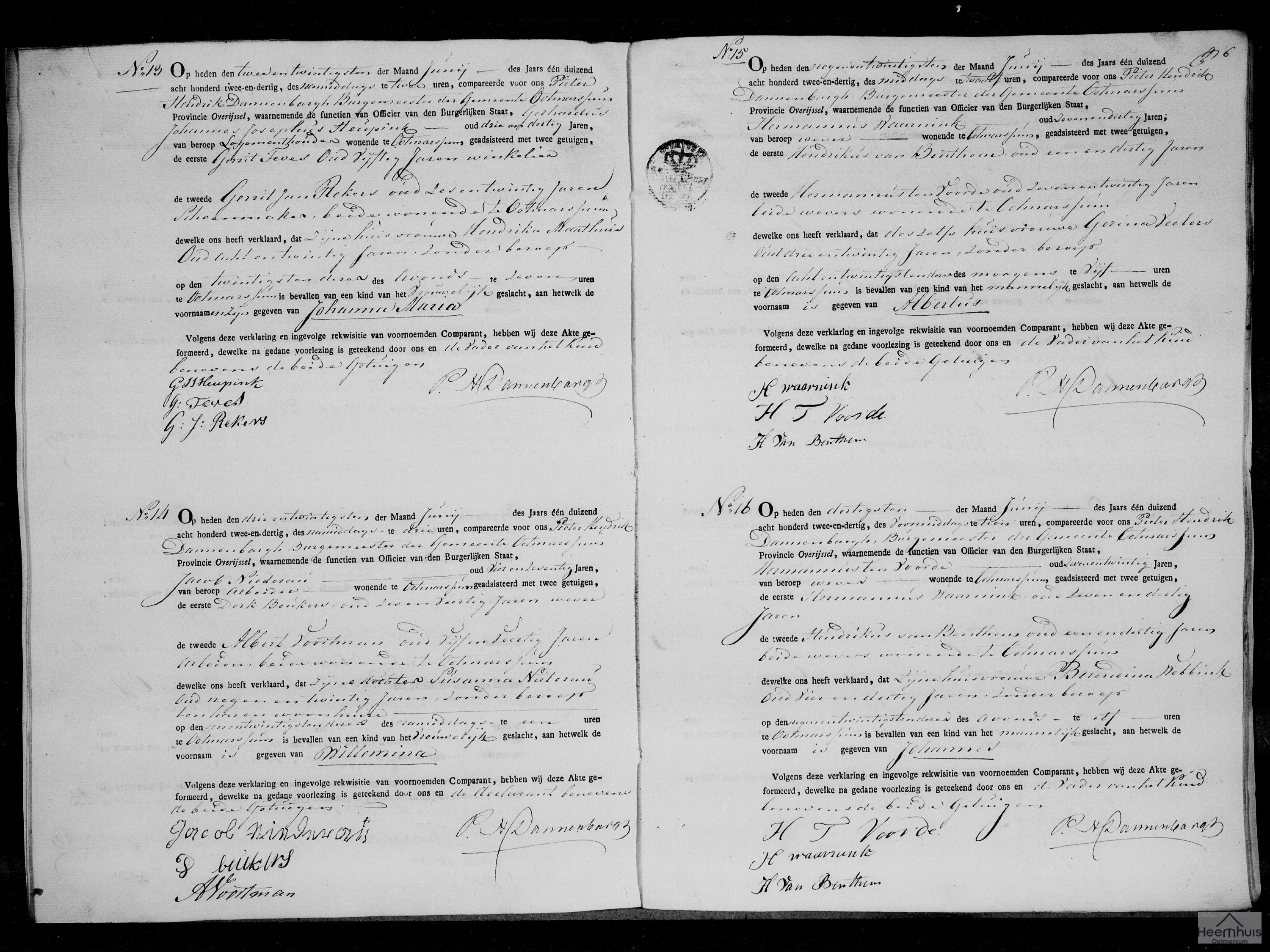 Geboorteakte van Johannes ten Voorde