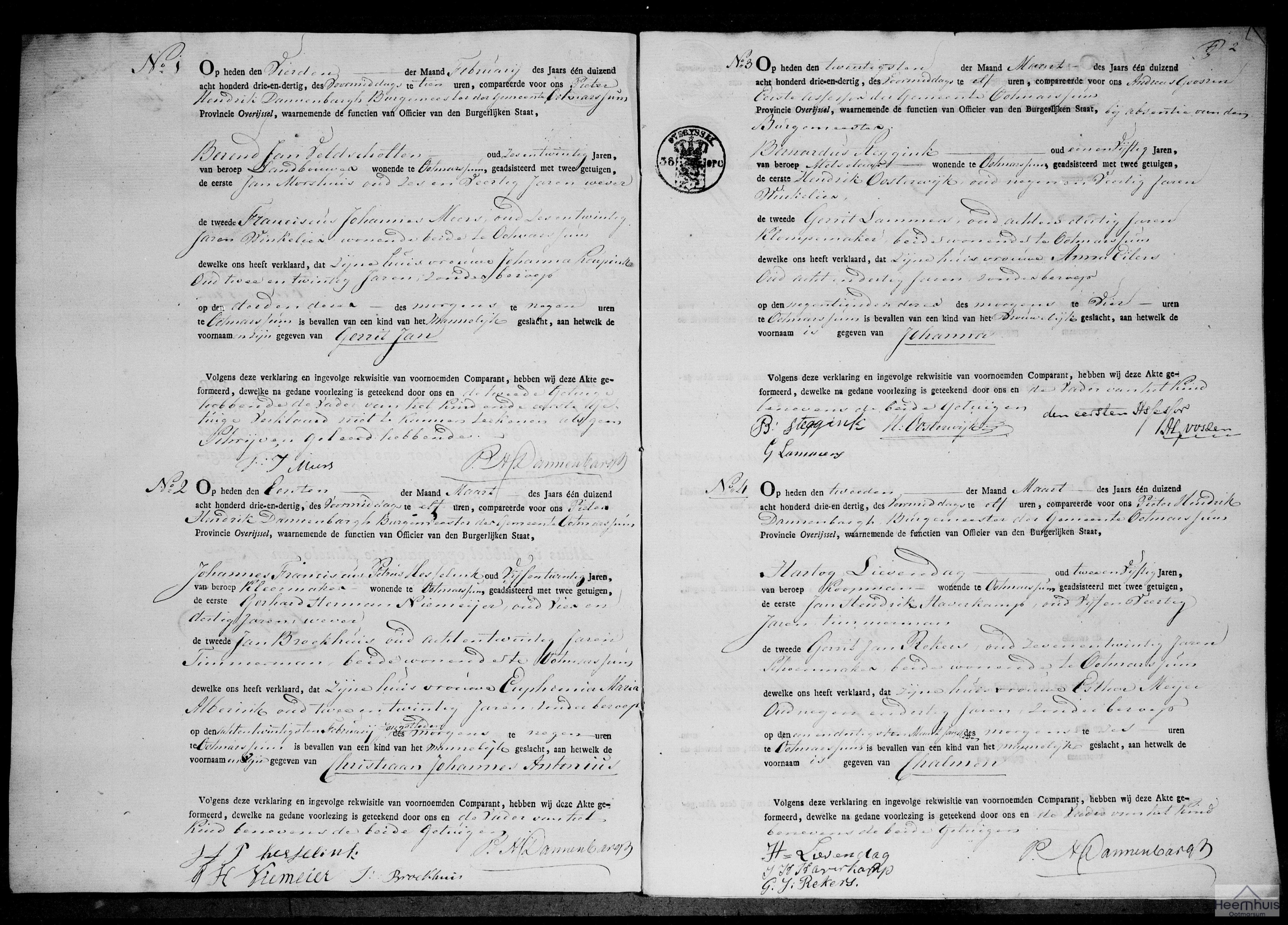 Geboorteakte van Christiaan Johannes Antonius Hesselink
