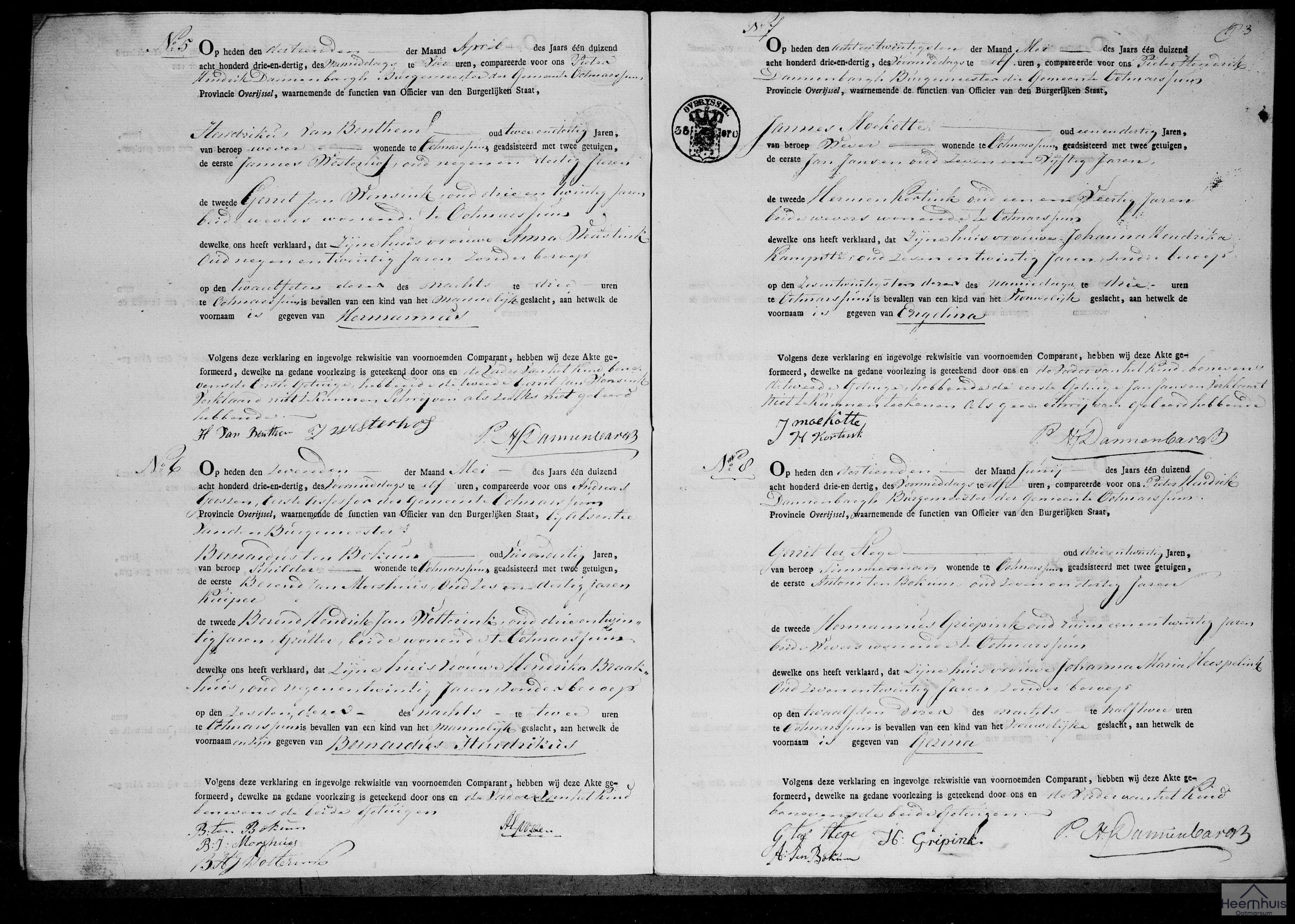 Geboorteakte van Gezina ter Stege