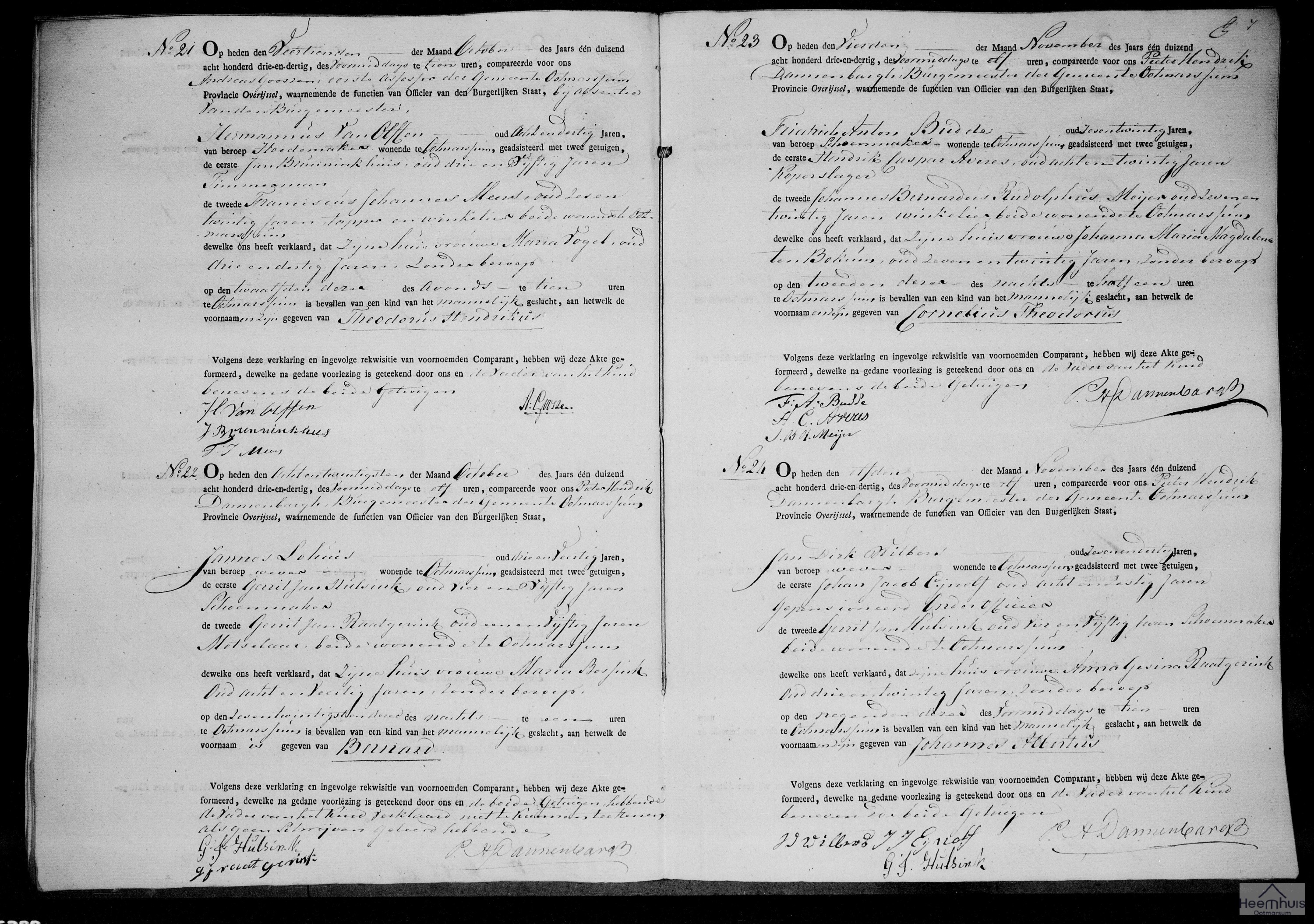 Geboorteakte van Theodorus Hendrikus van Olffen