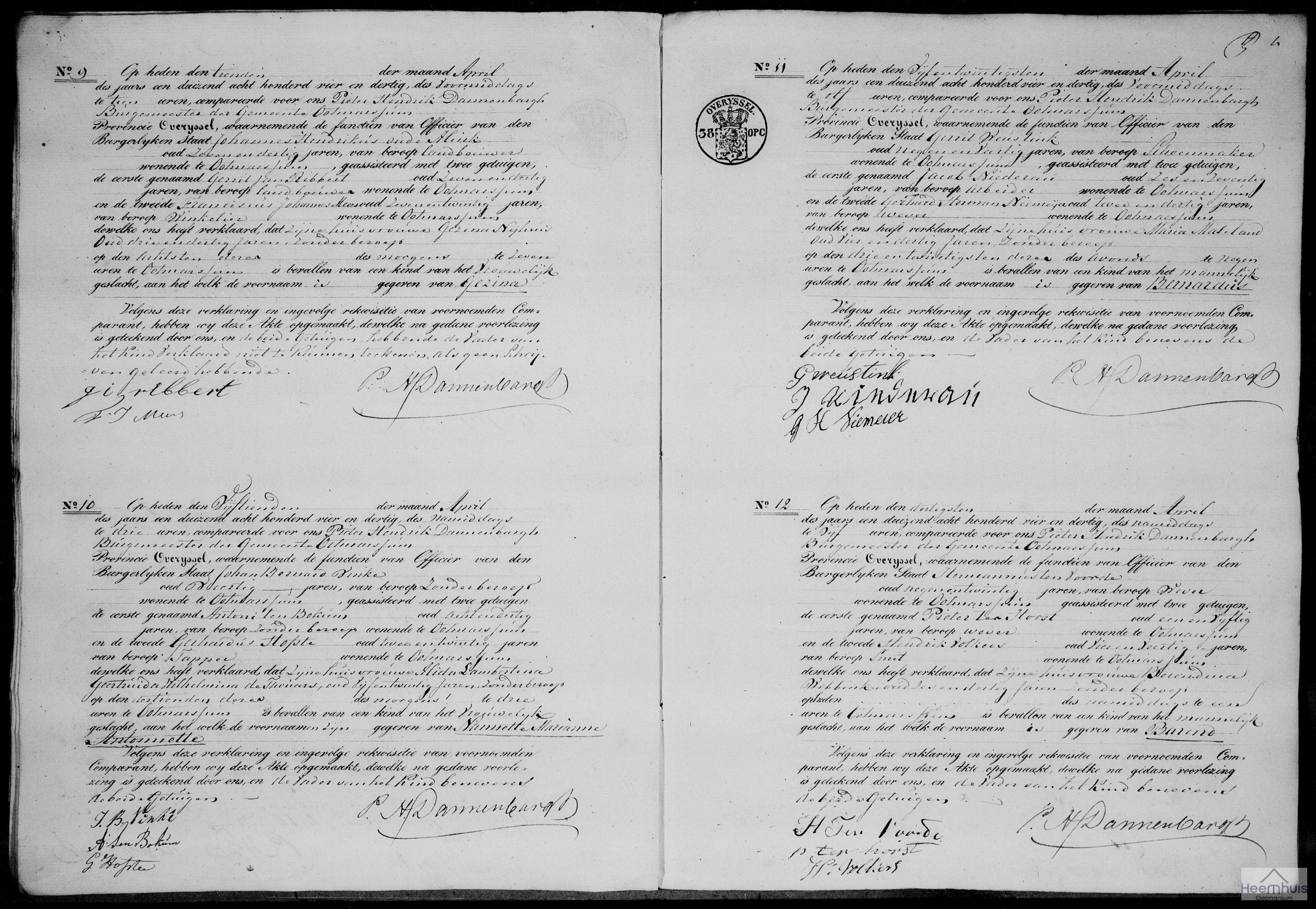 Geboorteakte van Gezina Oude Alink