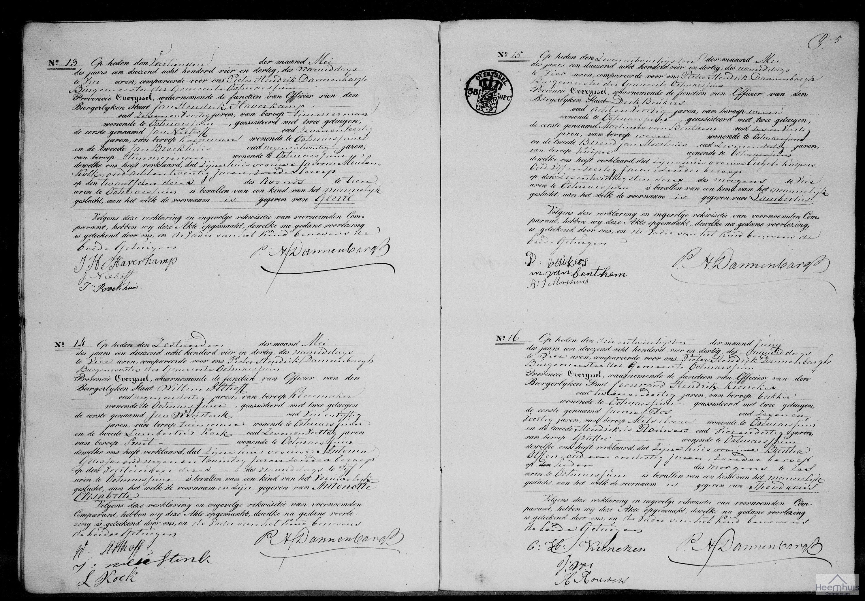 Geboorteakte van Theodorus Kieneker