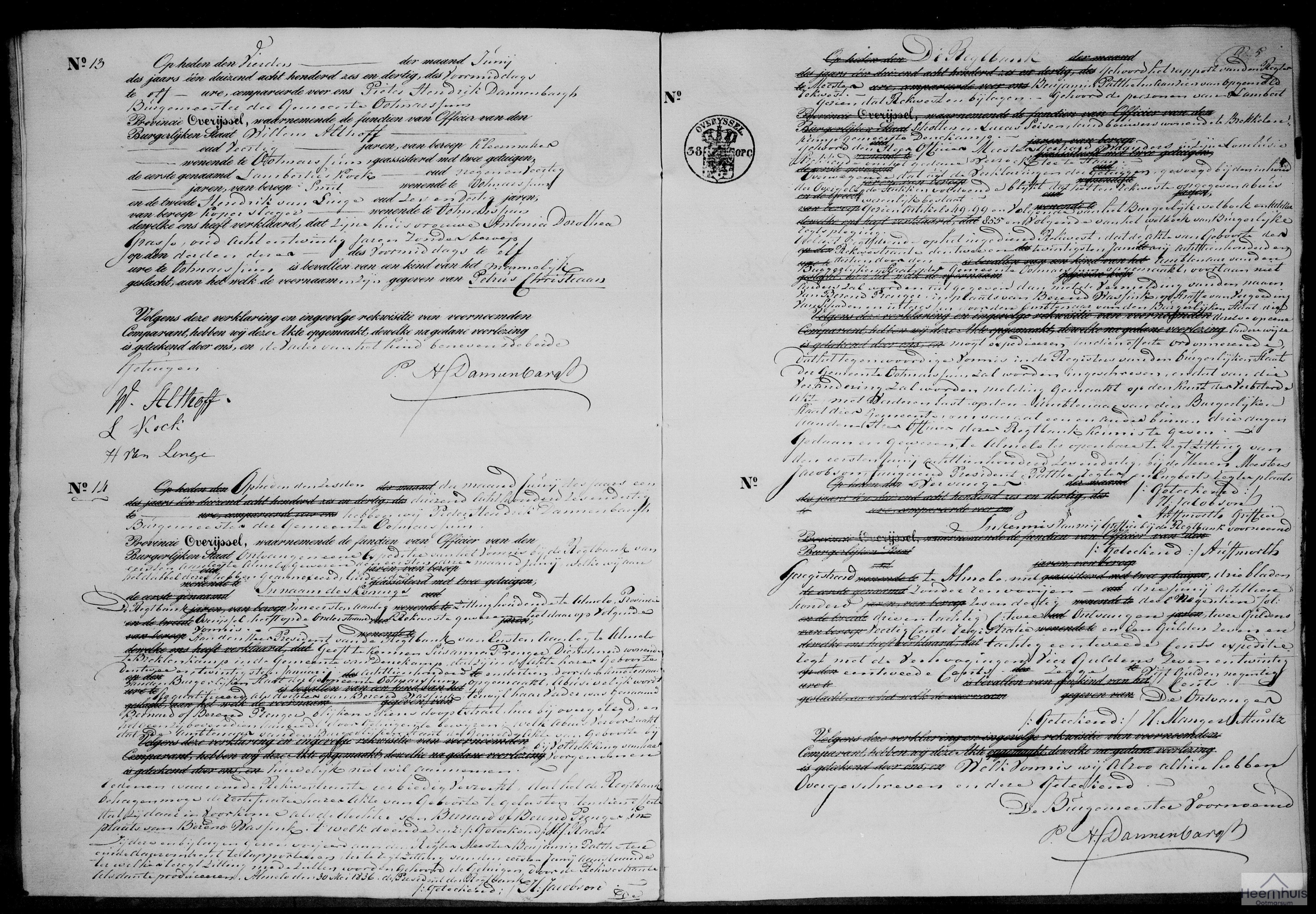 Geboorteakte van Petrus Christiaan Althoff