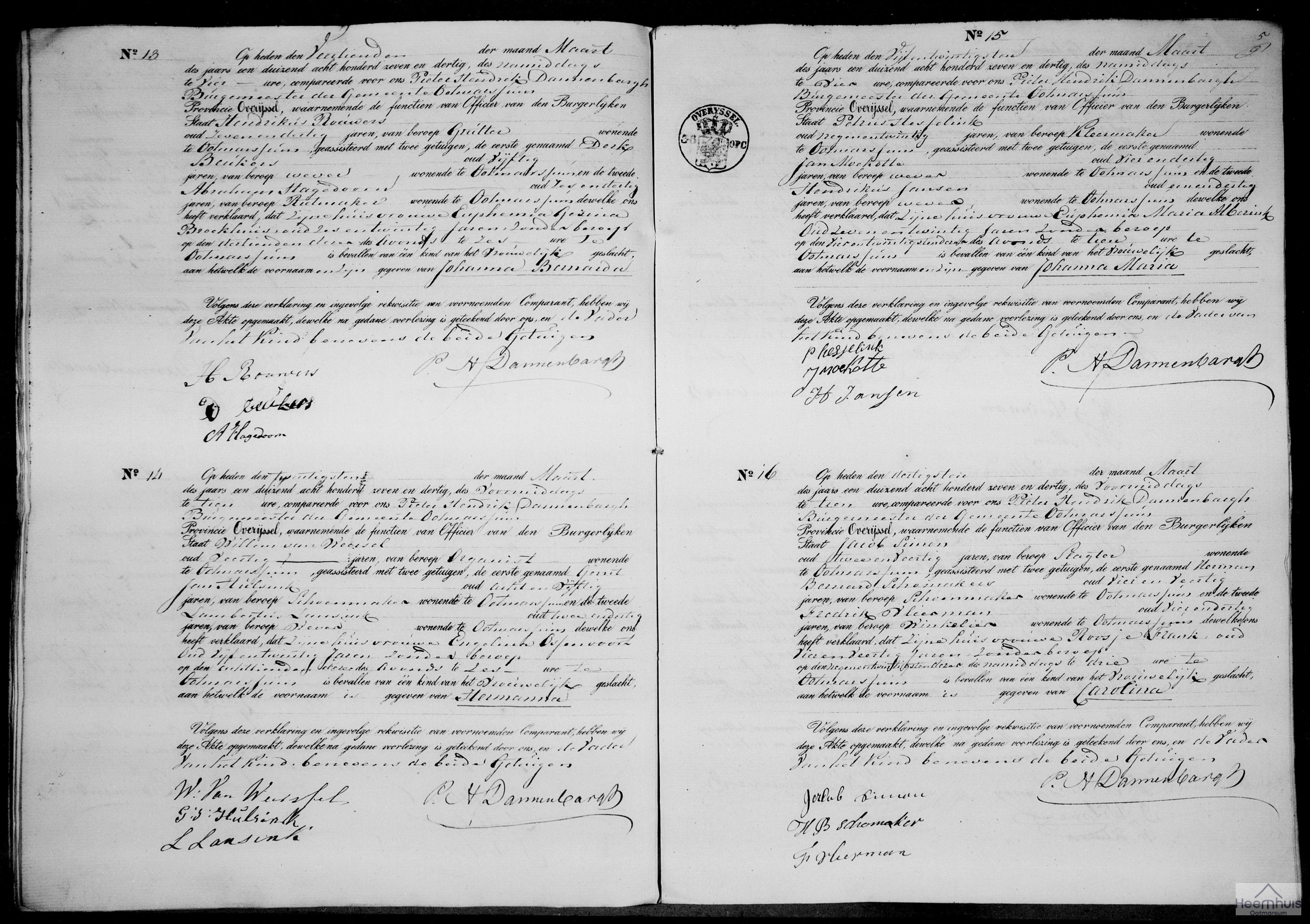 Geboorteakte van Johanna Bernarda Rouwers