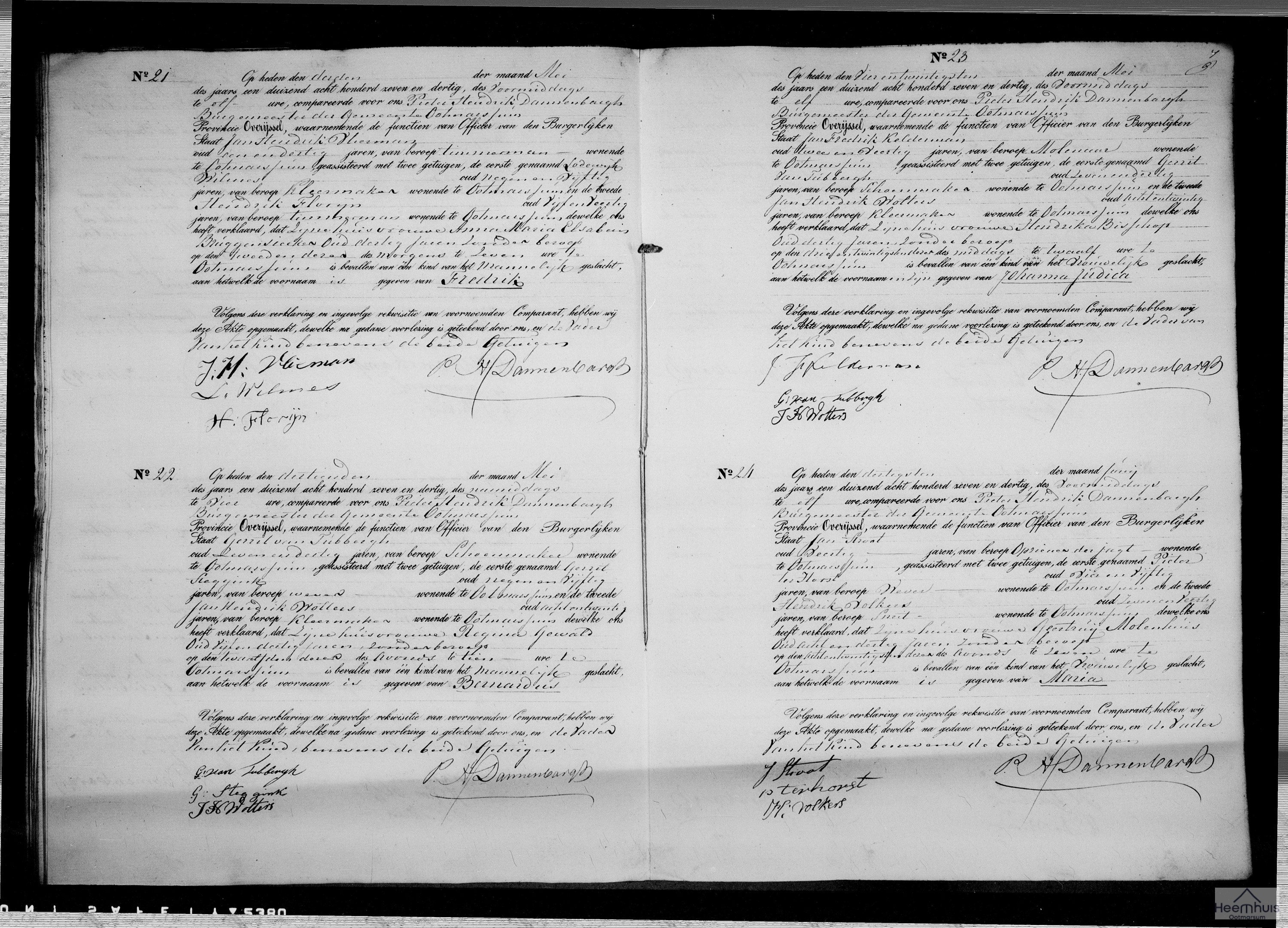 Geboorteakte van Bernardus van Tubbergh