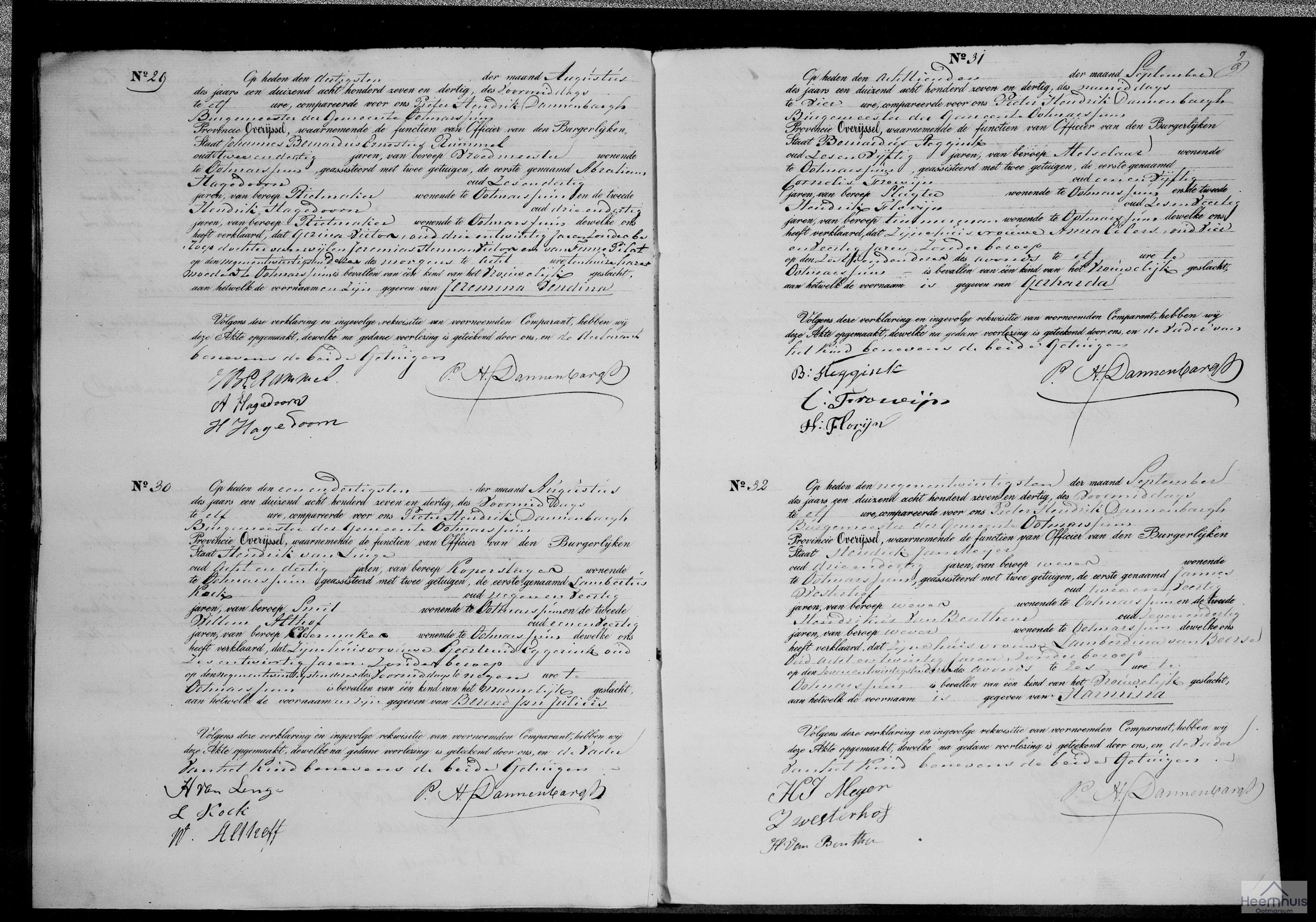 Geboorteakte van Berend Jan Julius Van Linge