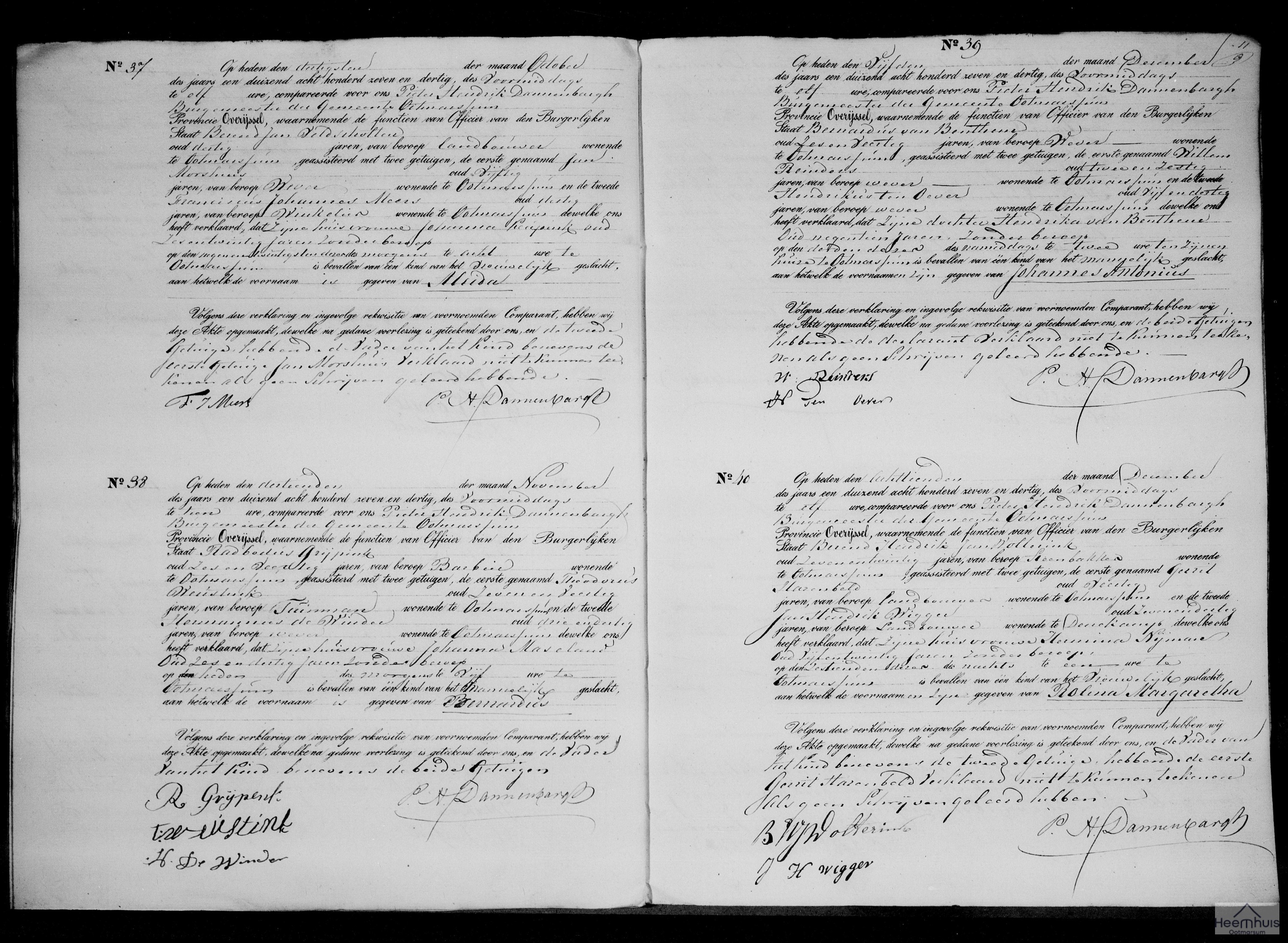 Geboorteakte van Bernardus Grijpink Geboorteakte van Bernardus Grijpink