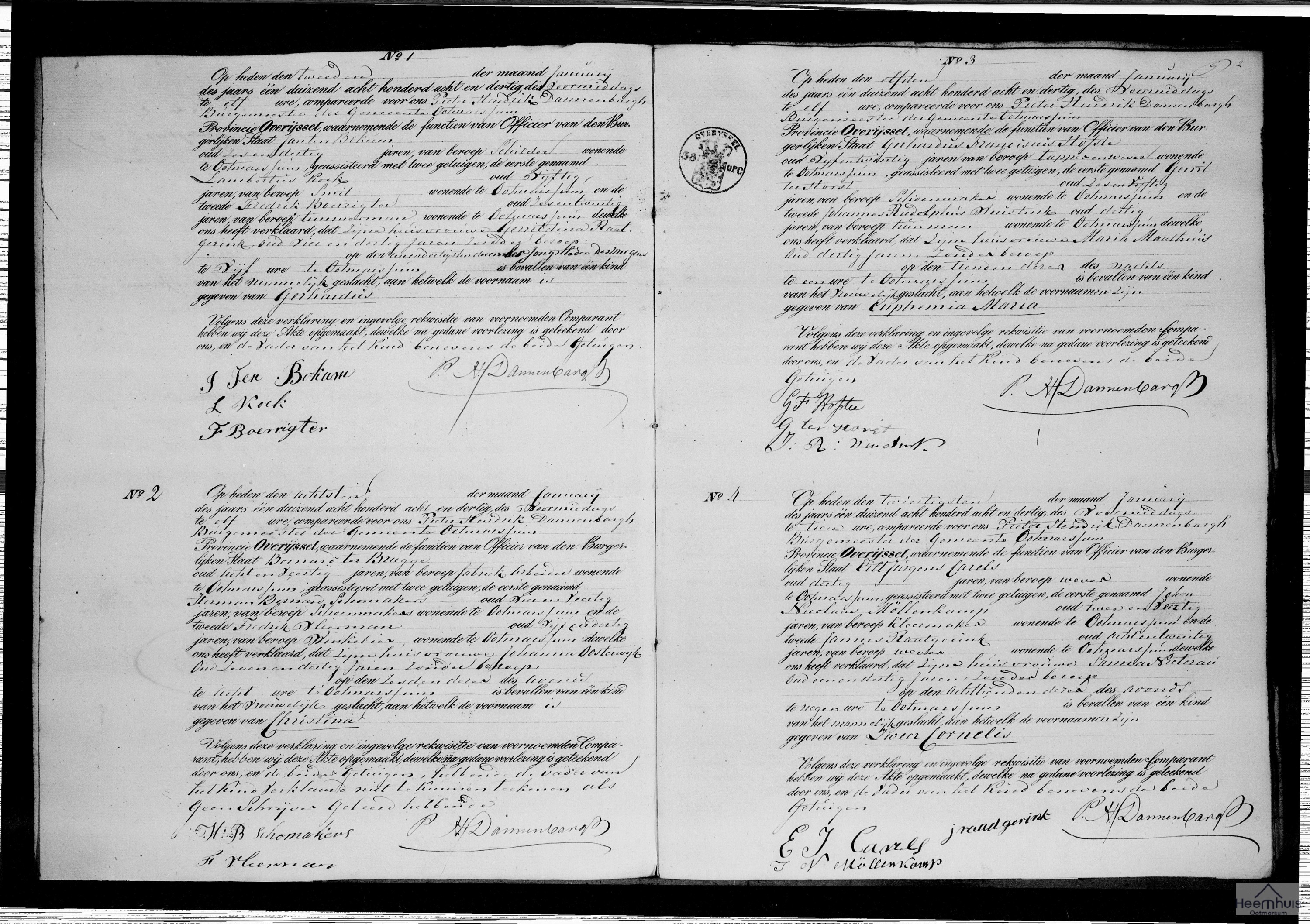 Geboorteakte van Zweer Cornelis Carels