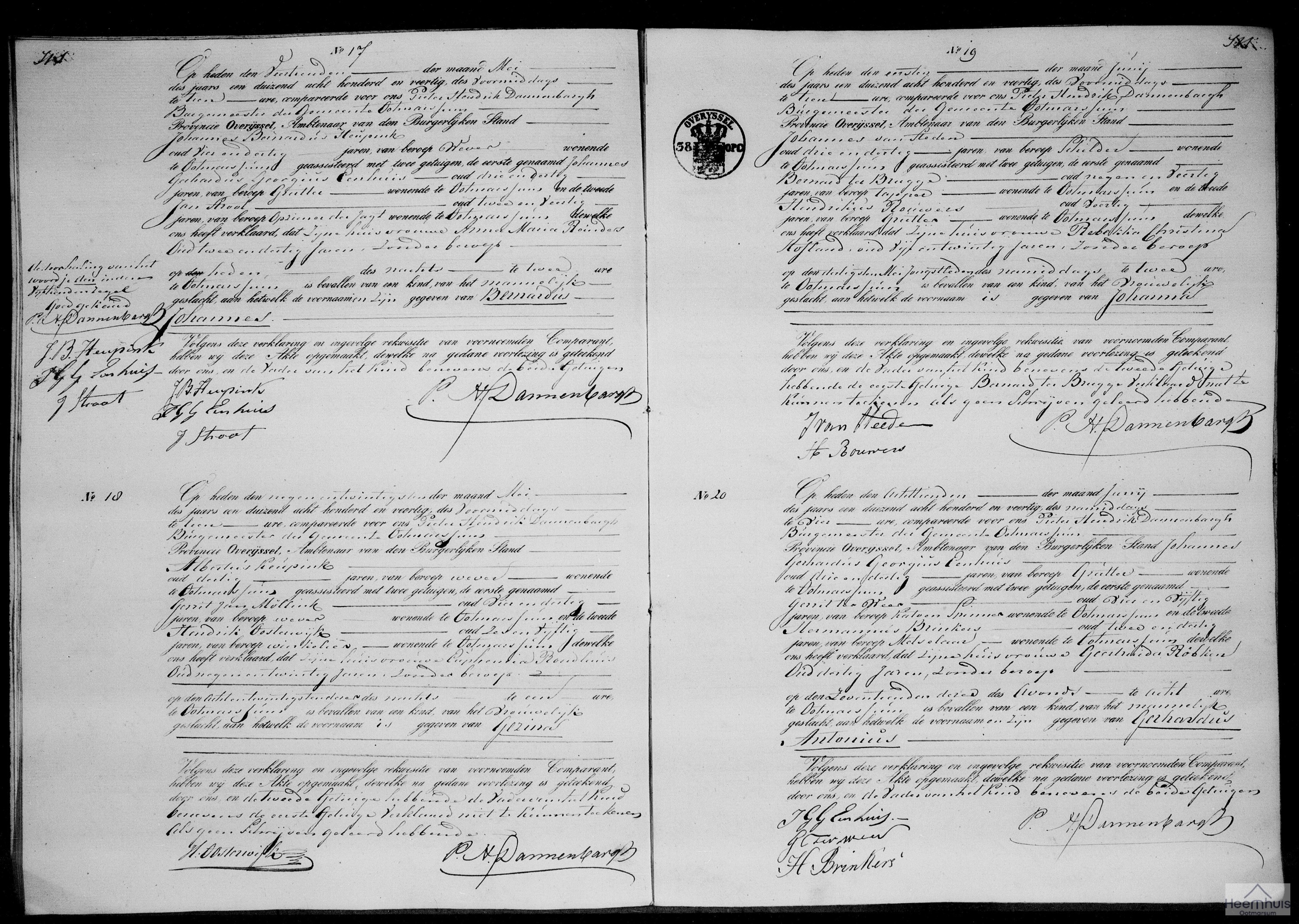 Geboorteakte van Gerhardus Antonius Eenhuis