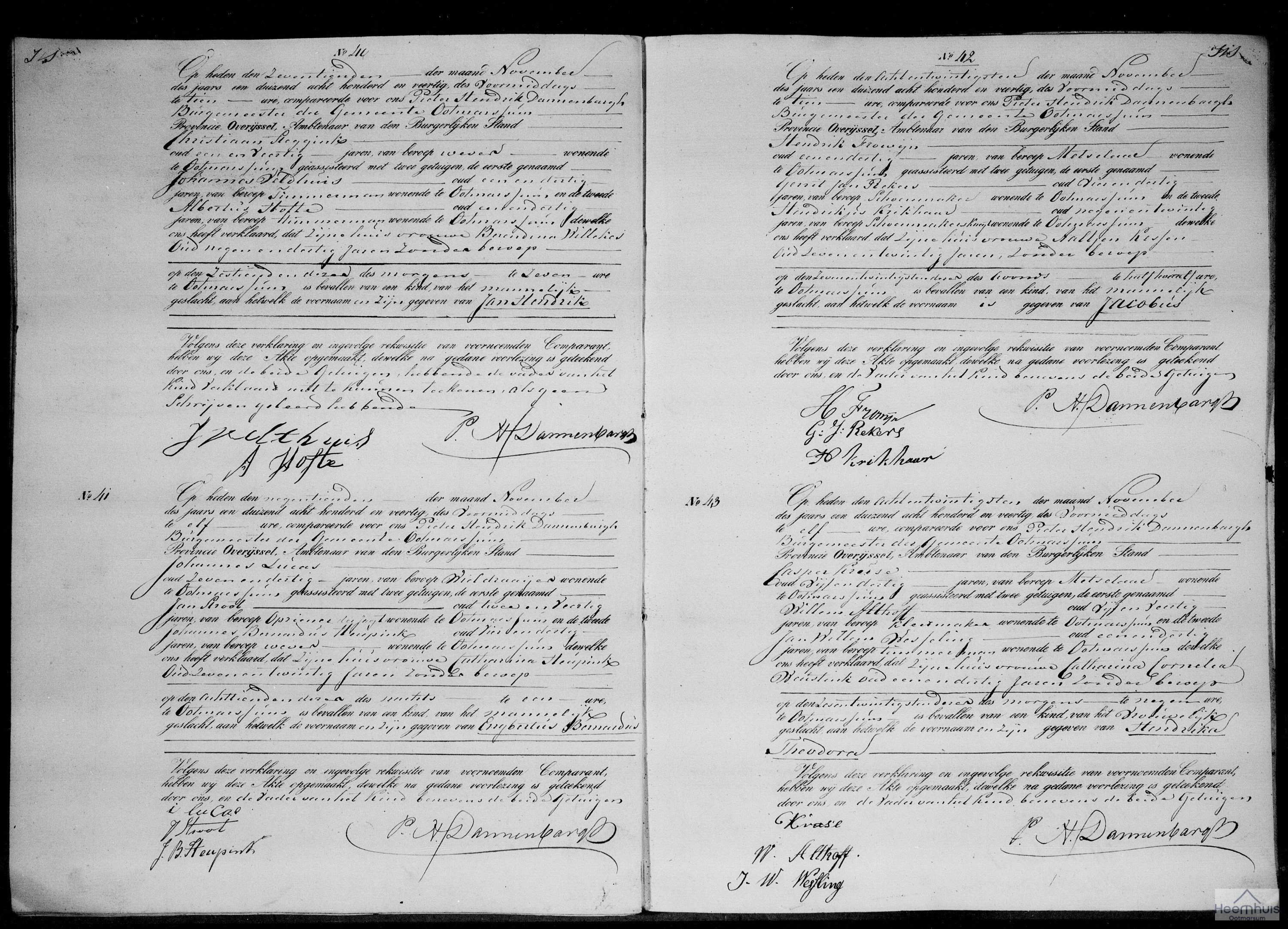 Geboorteakte van Jacobus Frowijn