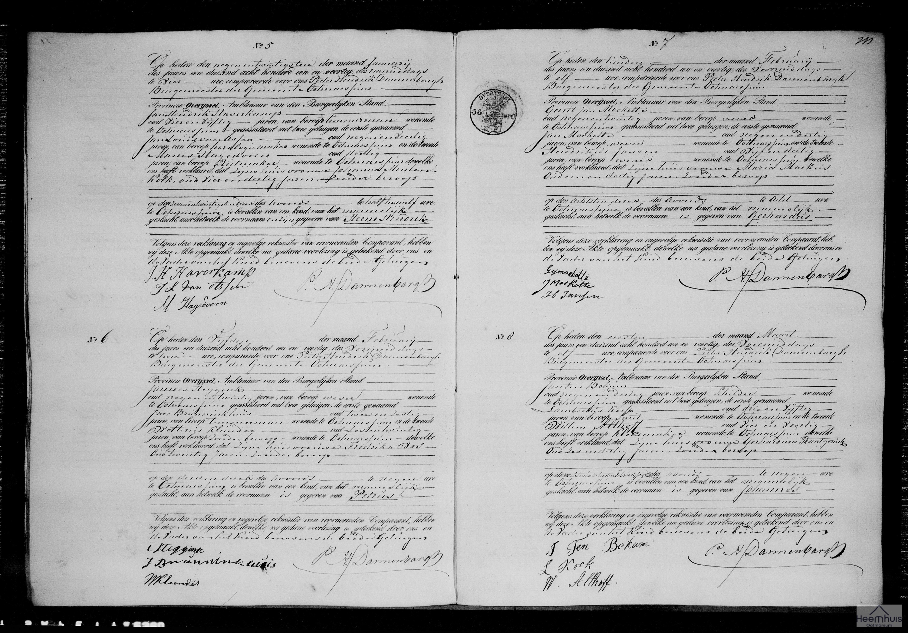 Geboorteakte van Johannes ten Bokum