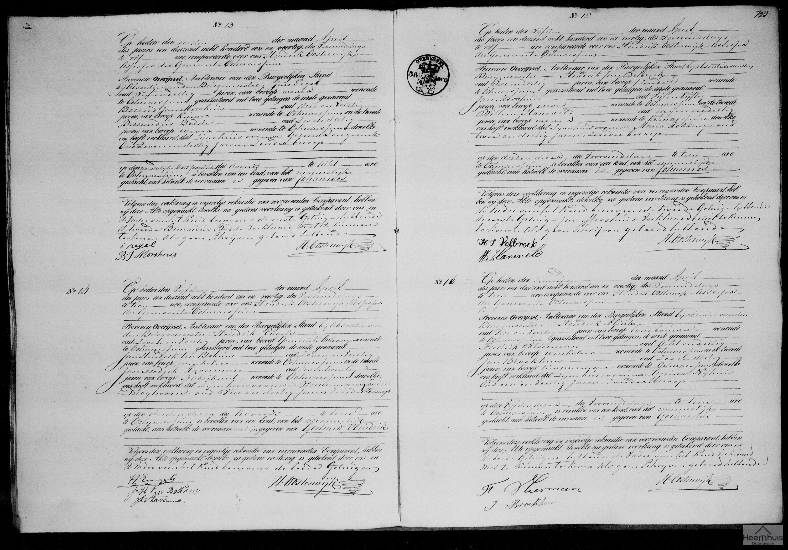 Geboorteakte van Johannes Pegel