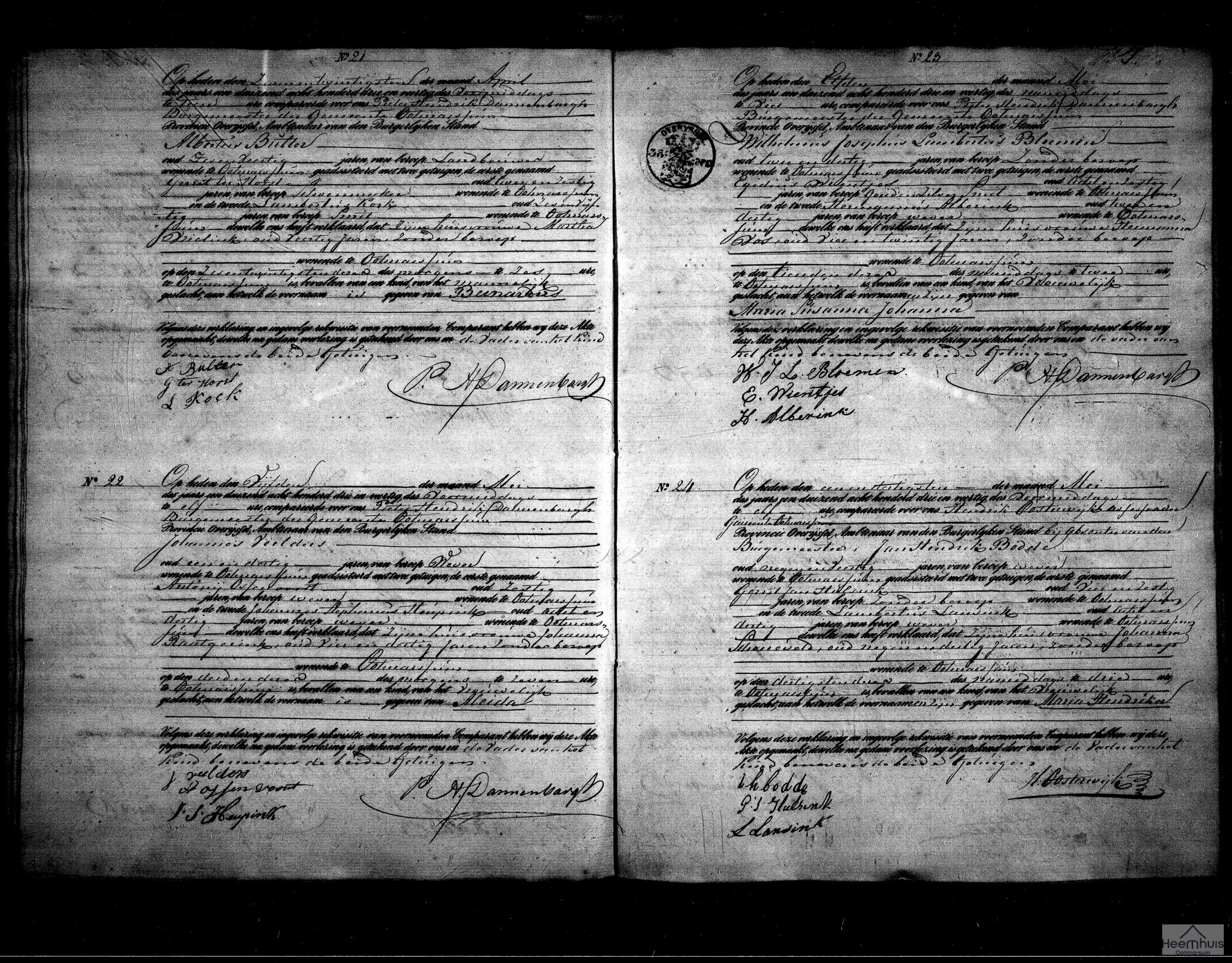 Geboorteakte van Bernardus Bulter Geboorteakte van Bernardus Bulter