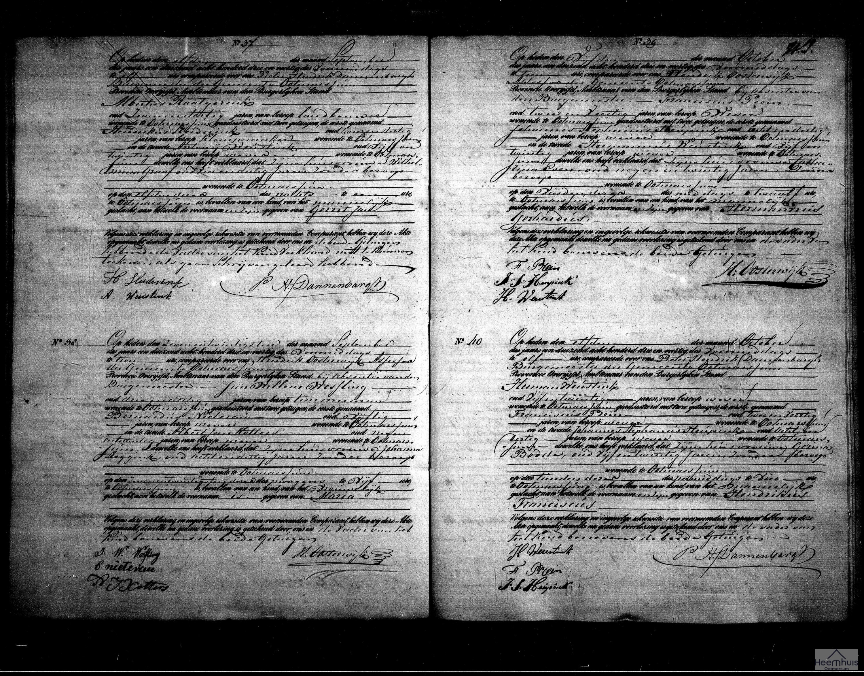 Geboorteakte van Hendrikus Franciscus Weustink