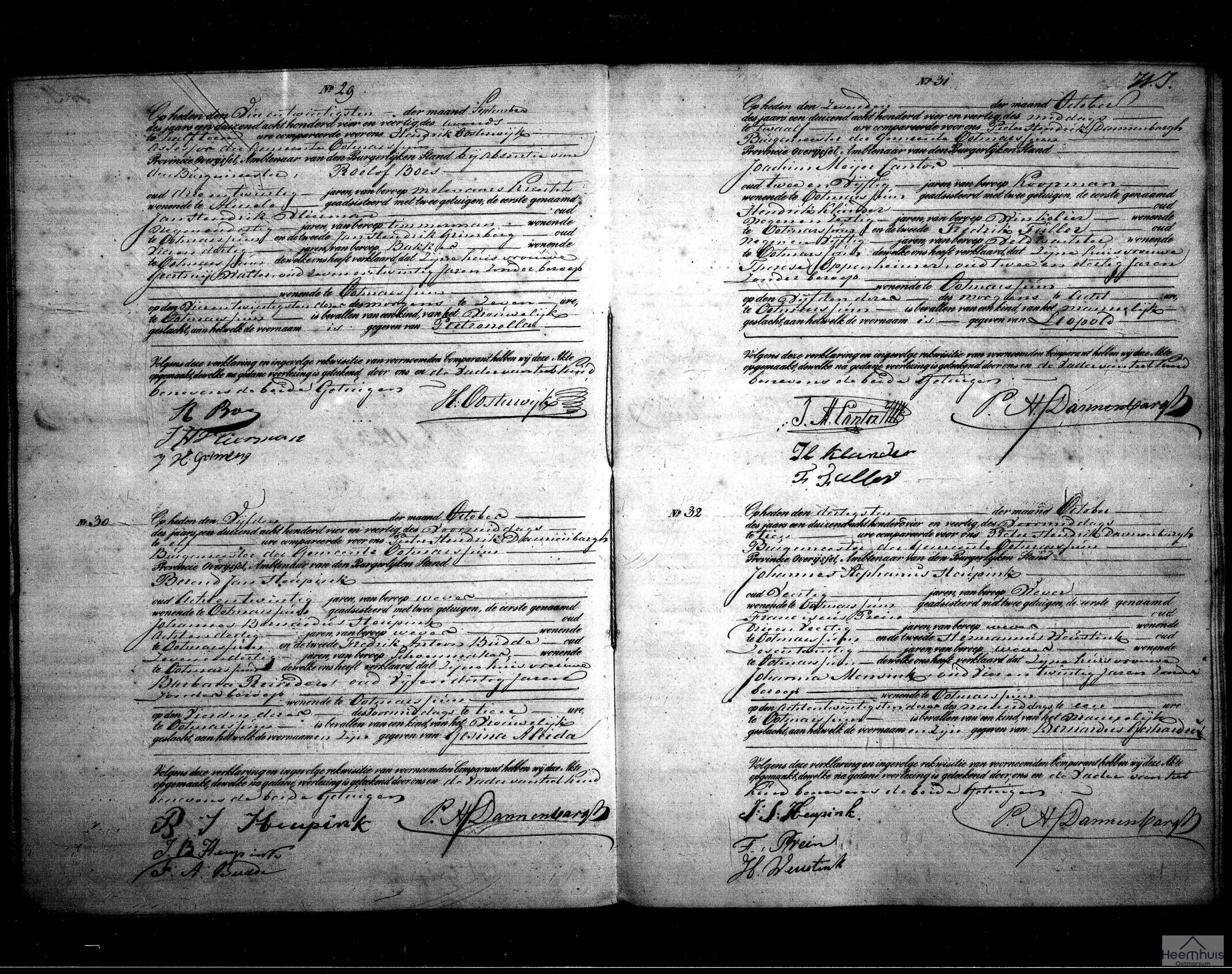 Geboorteakte van Bernardus Gerhardus Heupink