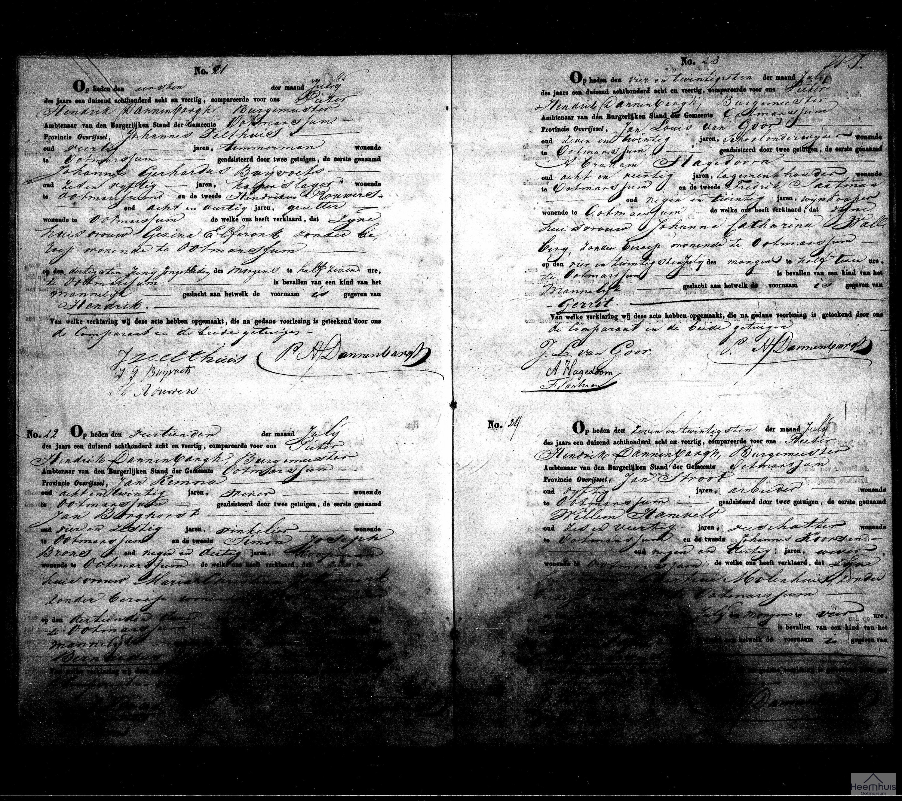 Geboorteakte van Bernardus Stroot