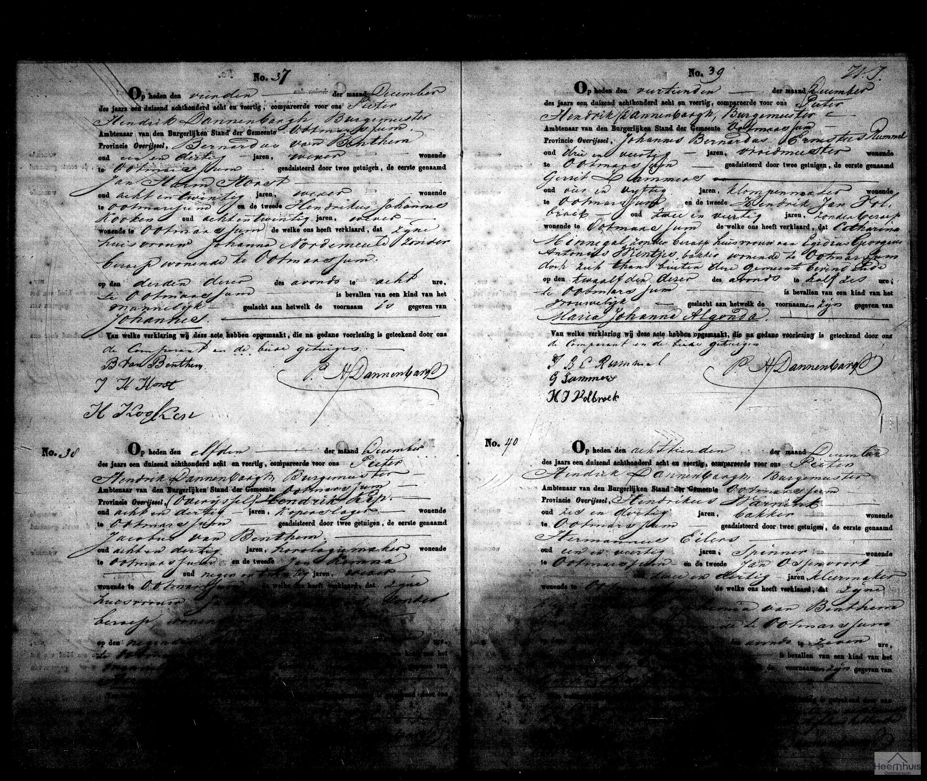 Geboorteakte van Johannes van Benthem