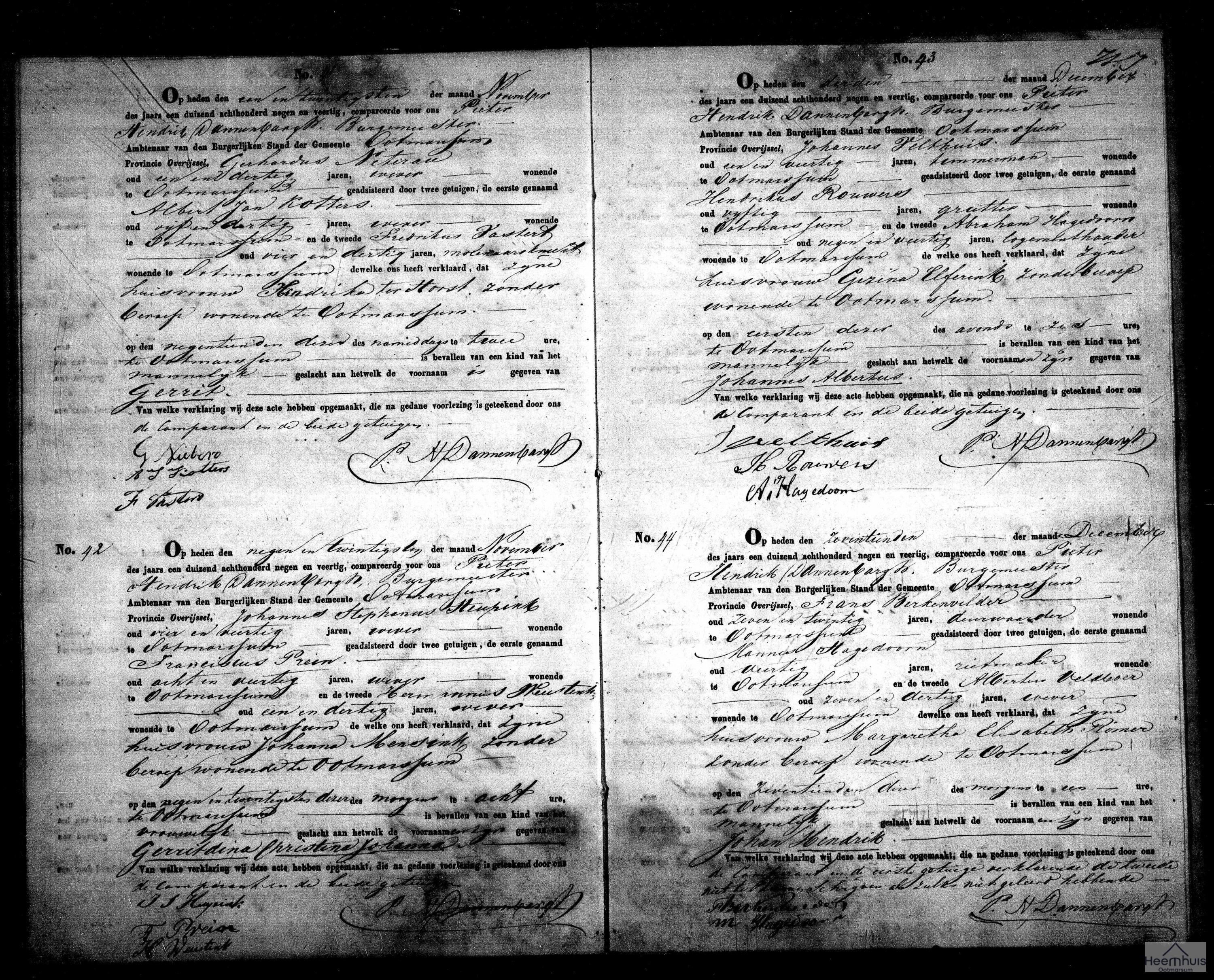 Geboorteakte van Johannes Albertus Velthuis