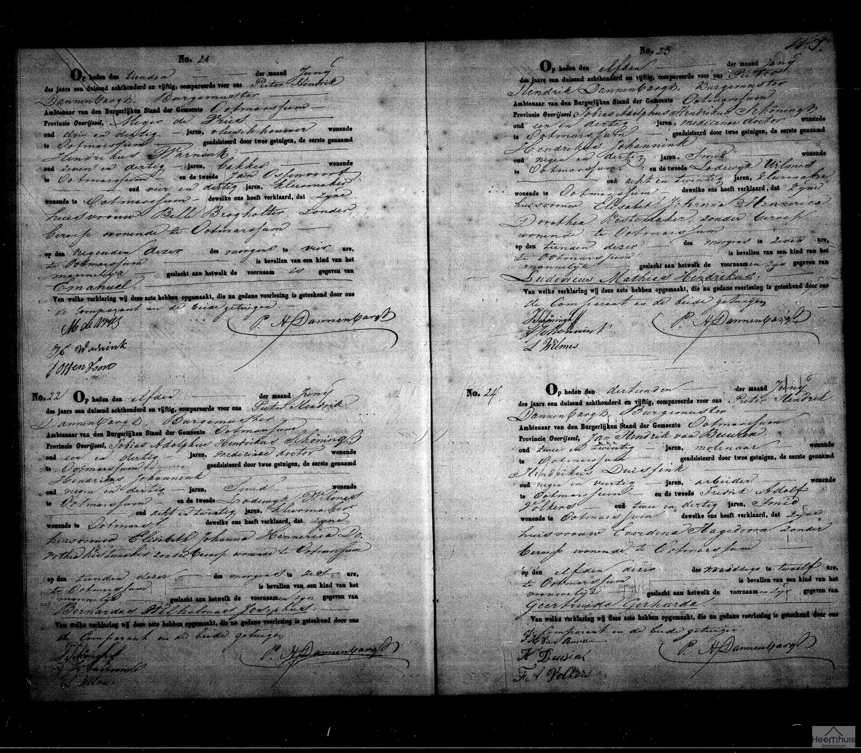 Geboorteakte van Bernardus Wilhelmus Josephus Schöningh