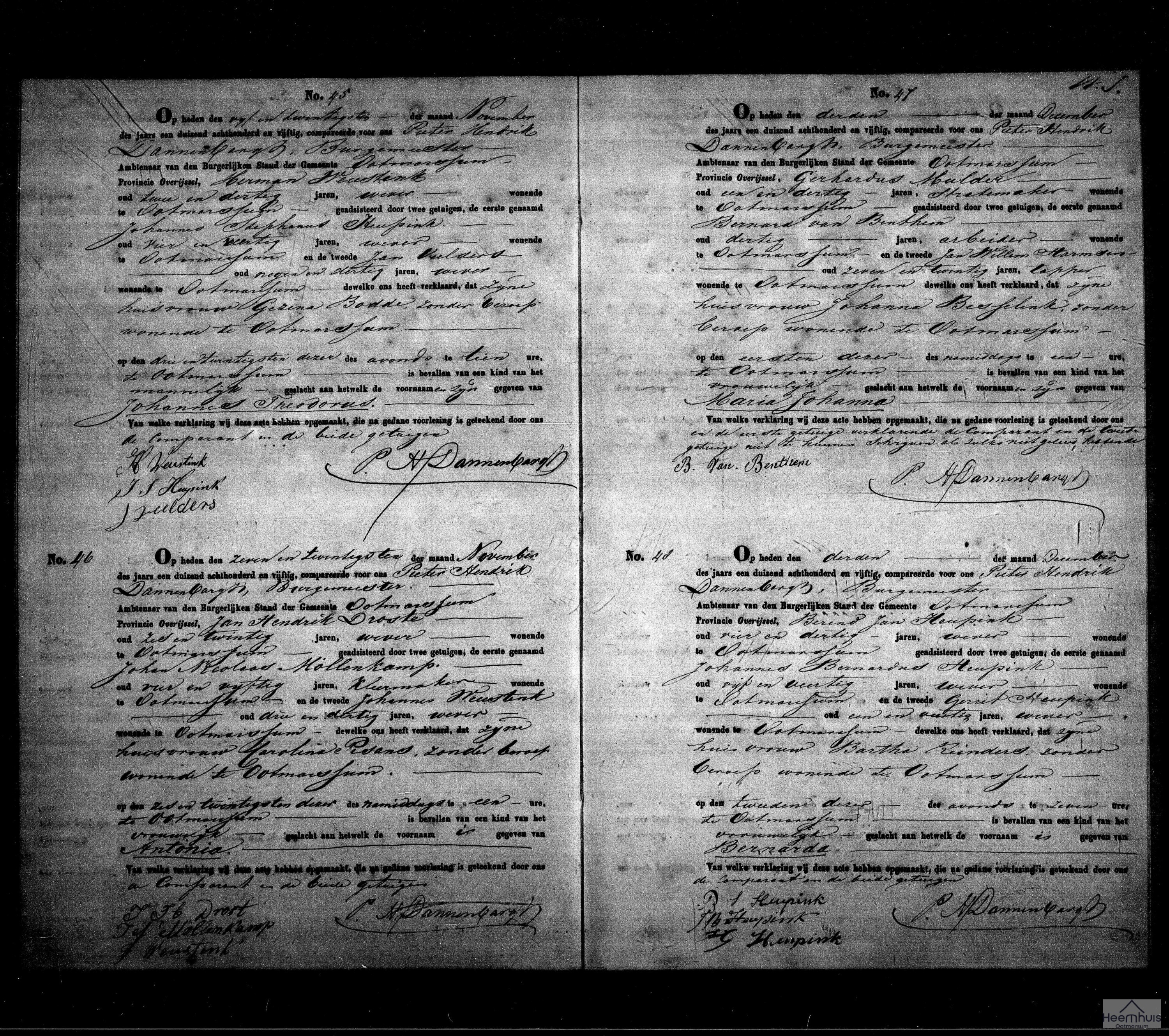 Geboorteakte van Johannes Theodorus Weustink Geboorteakte van Johannes Theodorus Weustink
