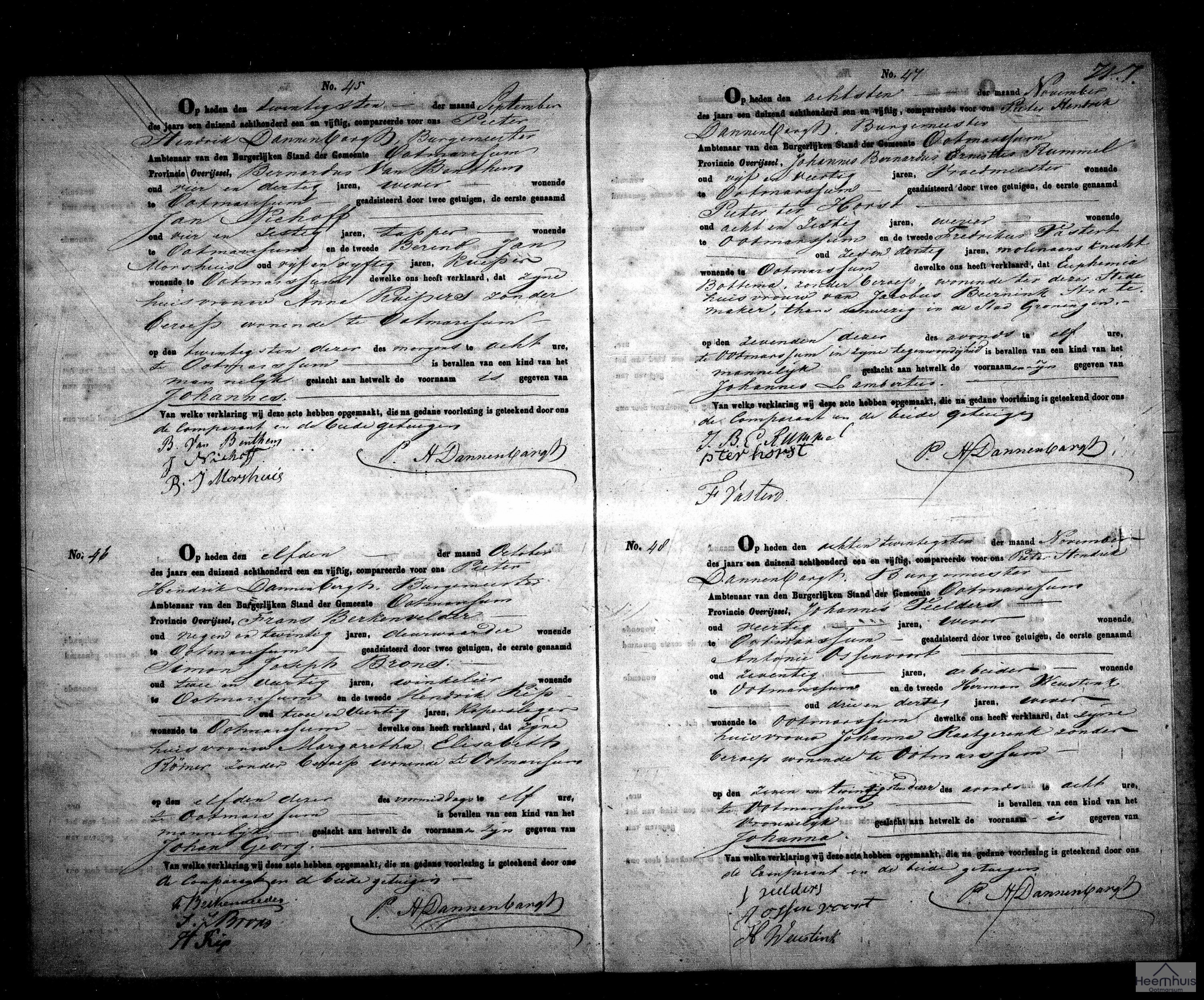 Geboorteakte van Johannes van Benthem