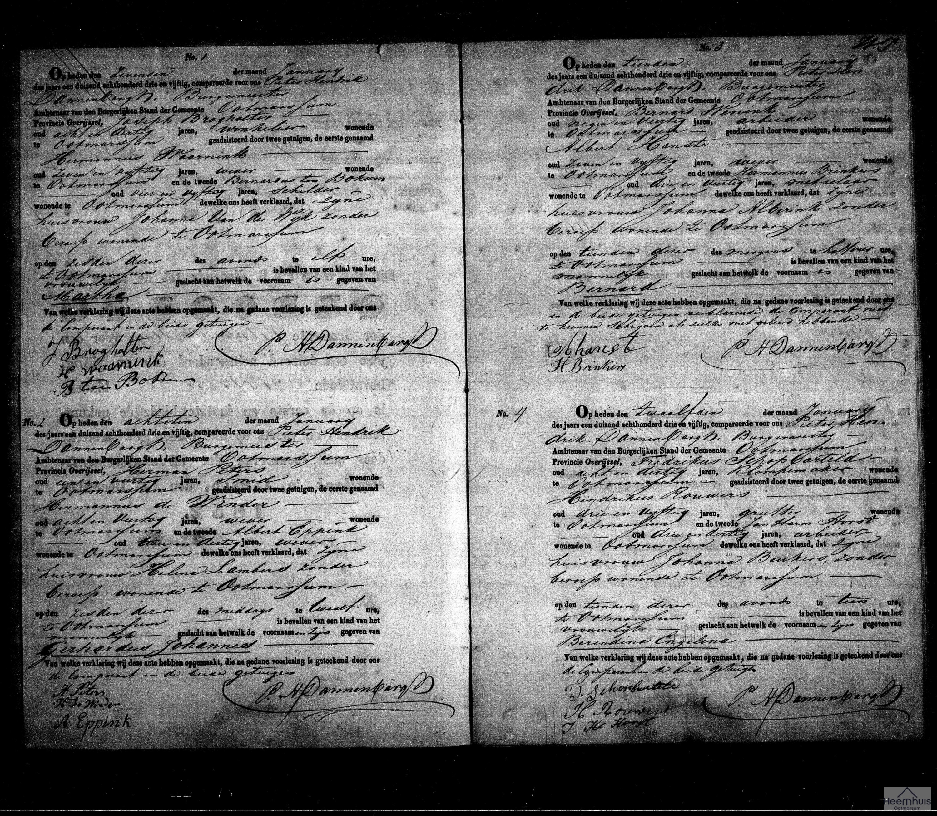 Geboorteakte van Bernard Wenink