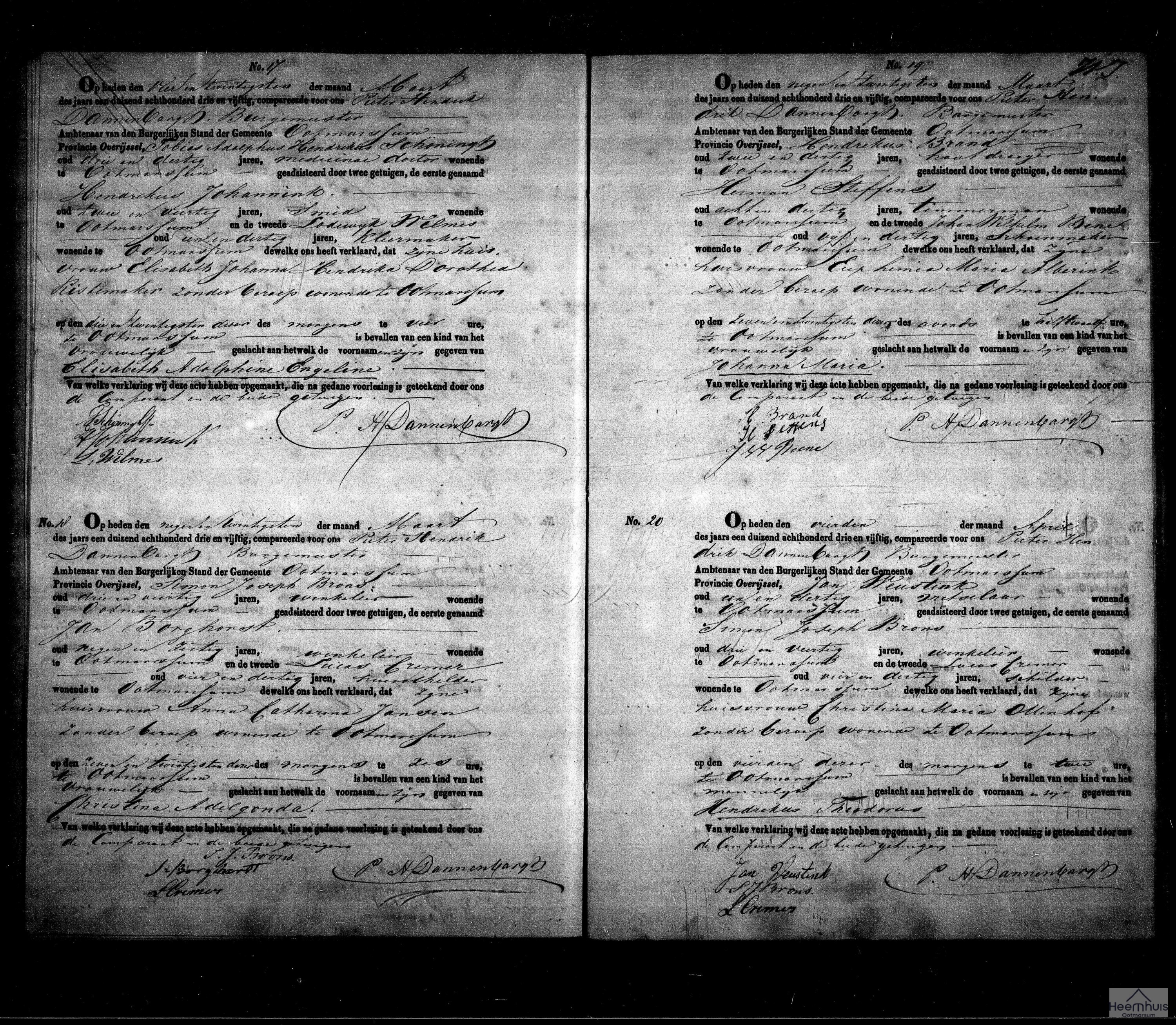 Geboorteakte van Johanna Maria Brand